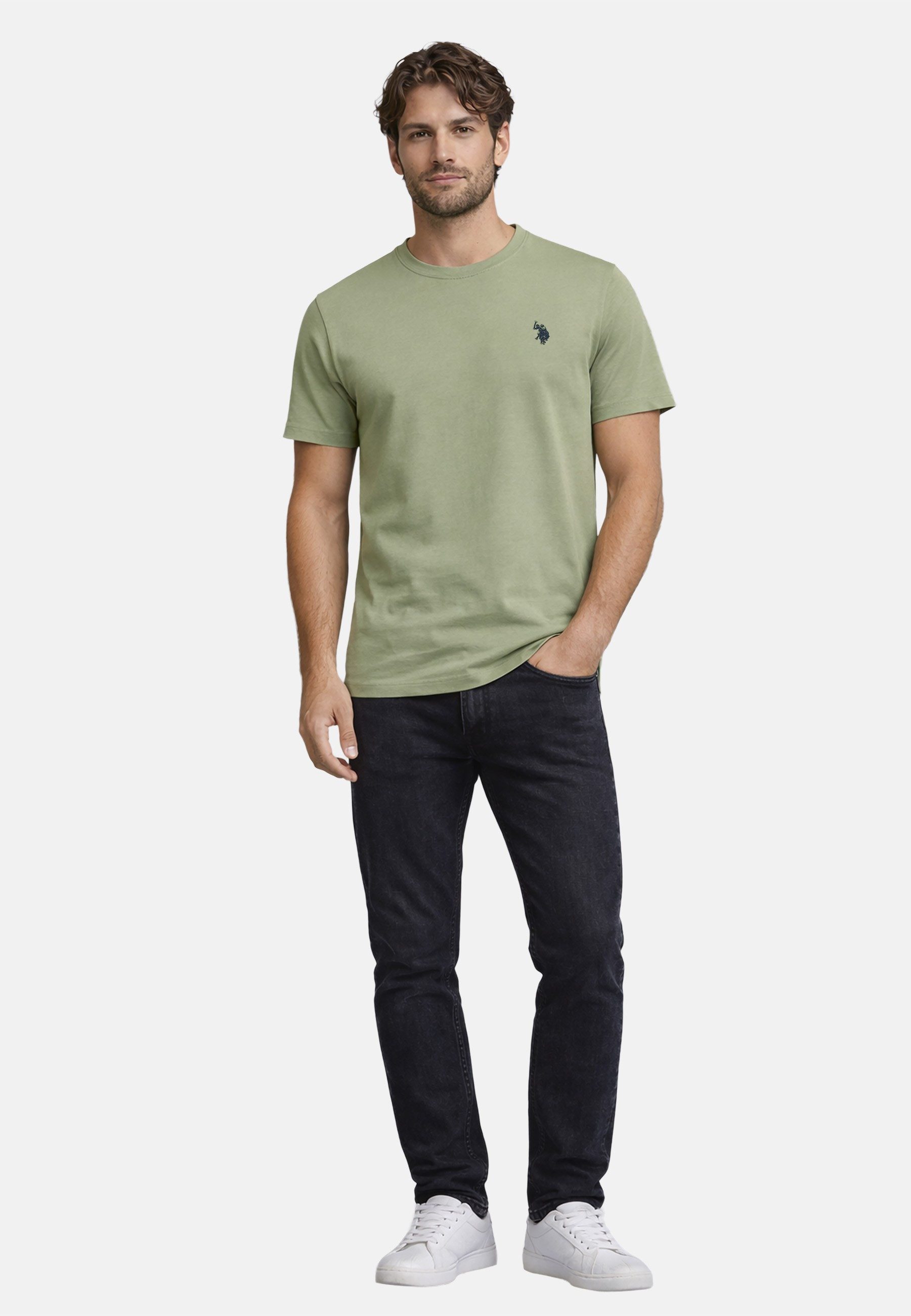 U.S. Polo Assn. T-Shirt USCaaleb – Herren Basic mit Rundhalsausschnitt 100 % Baumwolle mit weicher Haptik und leichtem Tragegefühl