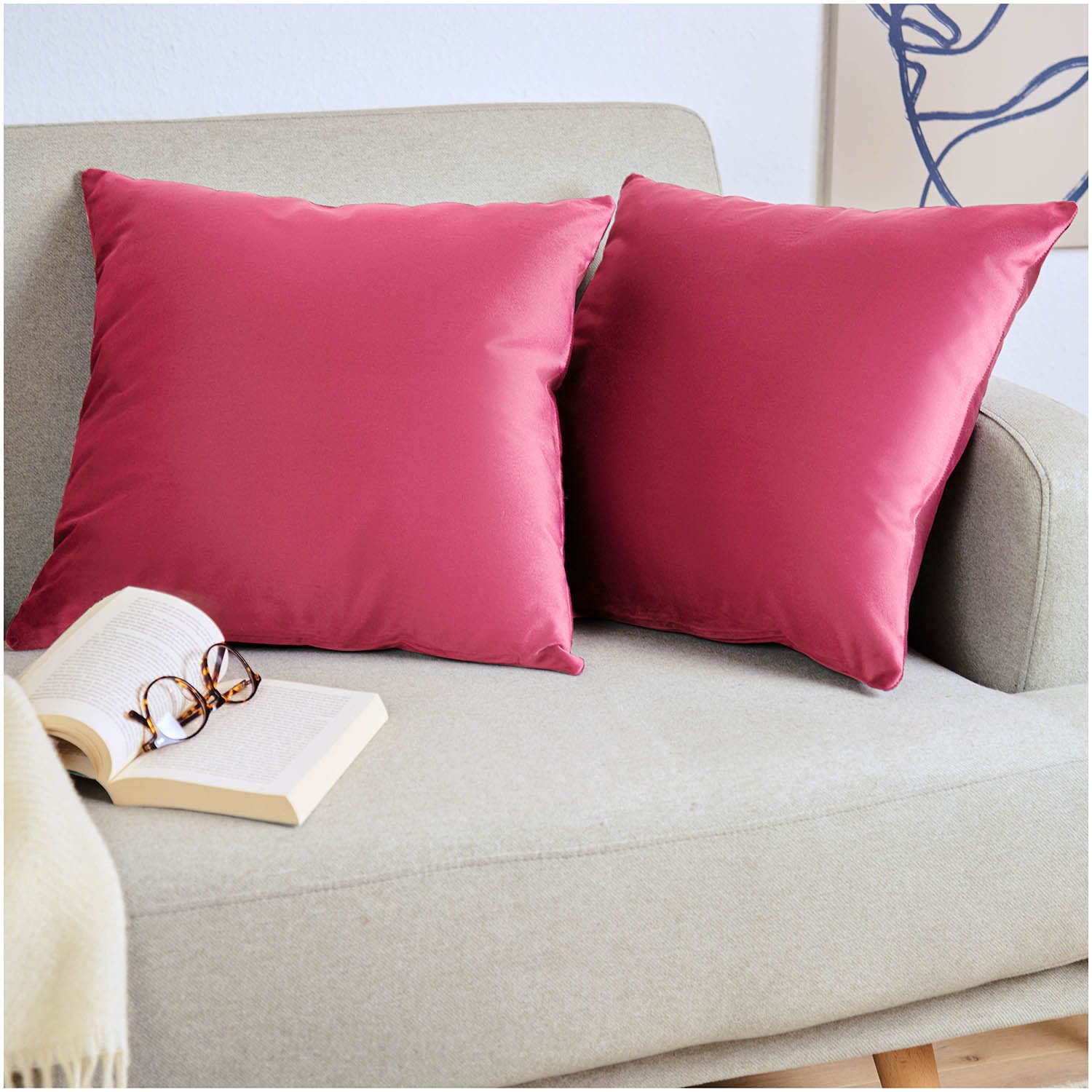 Blumtal Подушкиbezug 2er Set - dekorativer Samt Подушкиbezug mit verstecktem Reißverschluss, Подушкиhülle für Zierkissen, waschbar
