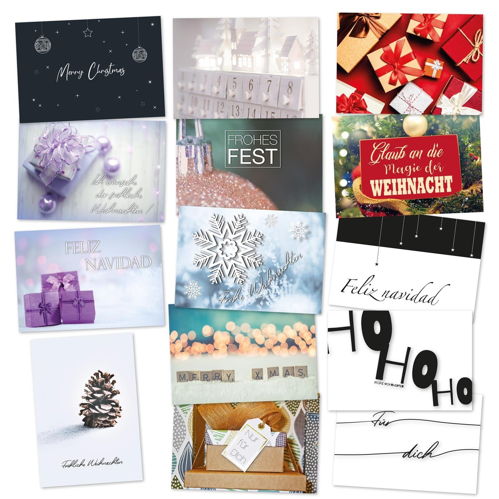 mit Weihnachtspostkarten 5 Weihnachten Postkarten Briefumschlägen Set Postkarte A6, OfficeTree 25er