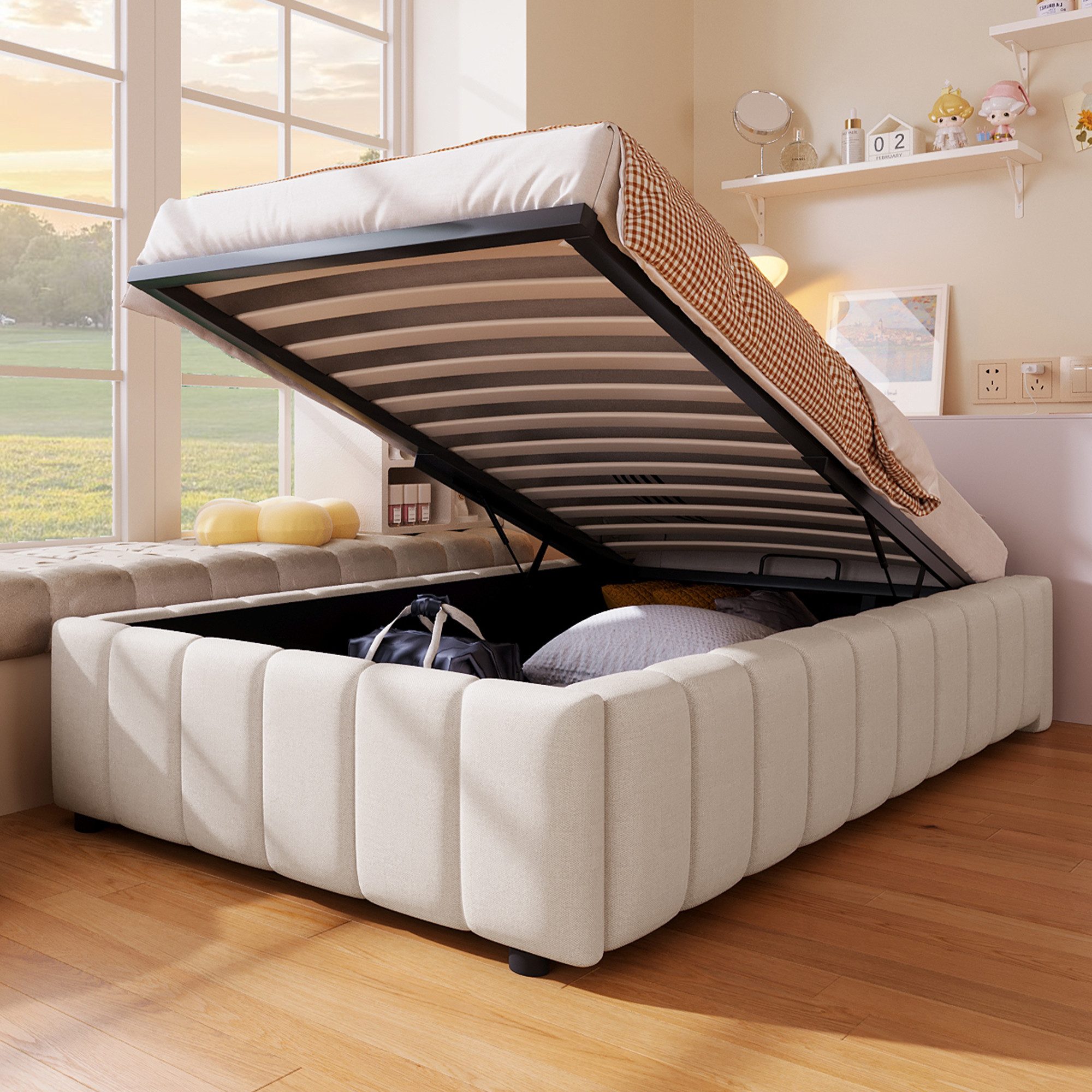 STILVORA Polsterbett Tagesbett 90×200 Stauraumbett Jugendbett mit Stauraum, günstig online kaufen