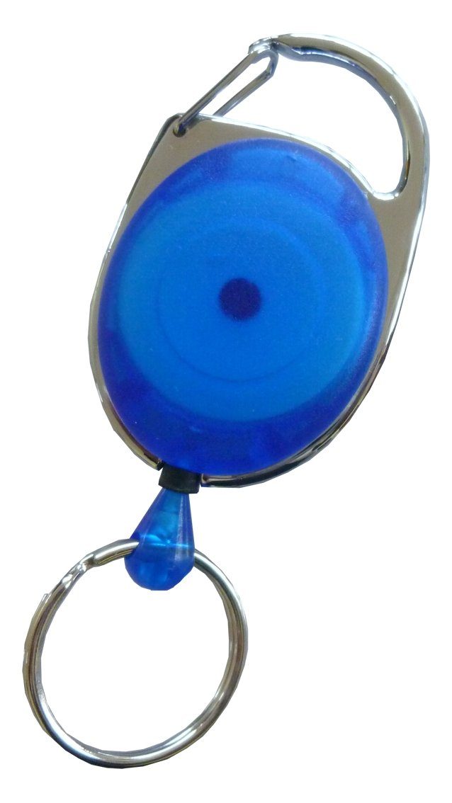 Kranholdt Schlüsselanhänger Jojo / Ausweishalter / Ausweisclip ovale Form (100-tlg), Metallumrandung, Schlüsselring Transparent Blau
