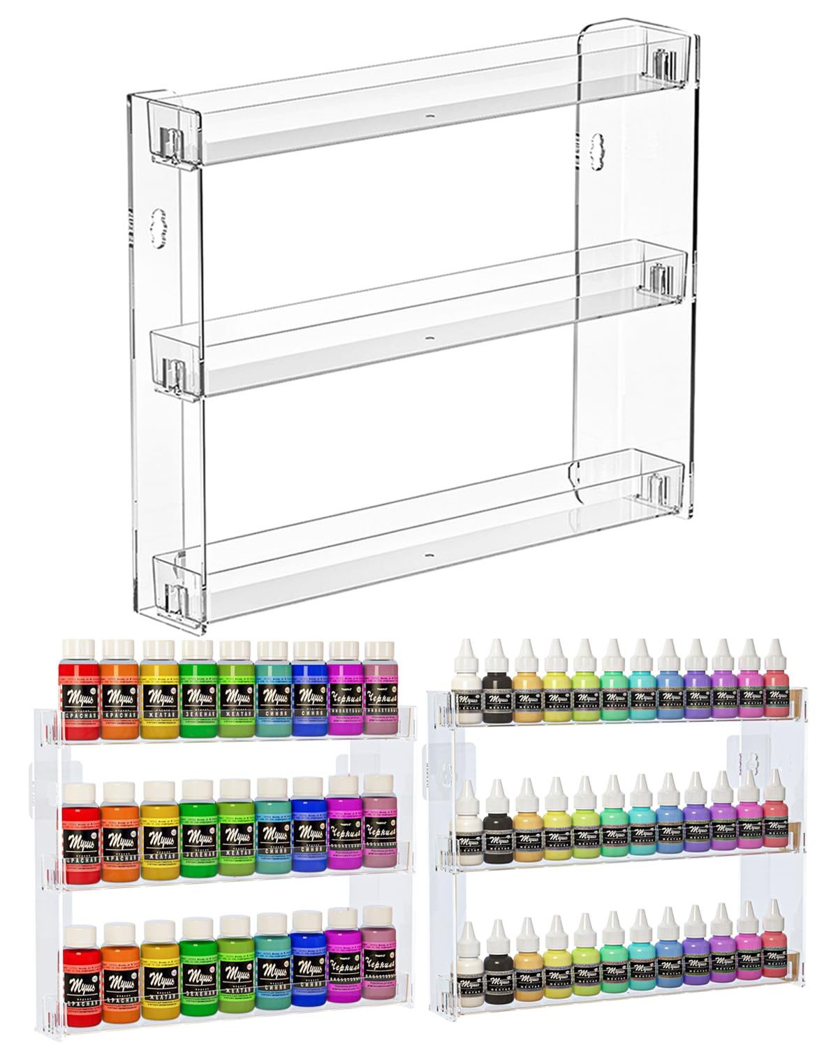 Diwzbyn Hängeregal 3-stöckiges Präsentationsregal,Regal für Farben, Wandmontage, 1-tlg., (ohne Bohren) Organizer für Acrylfarben, Nagellackregal