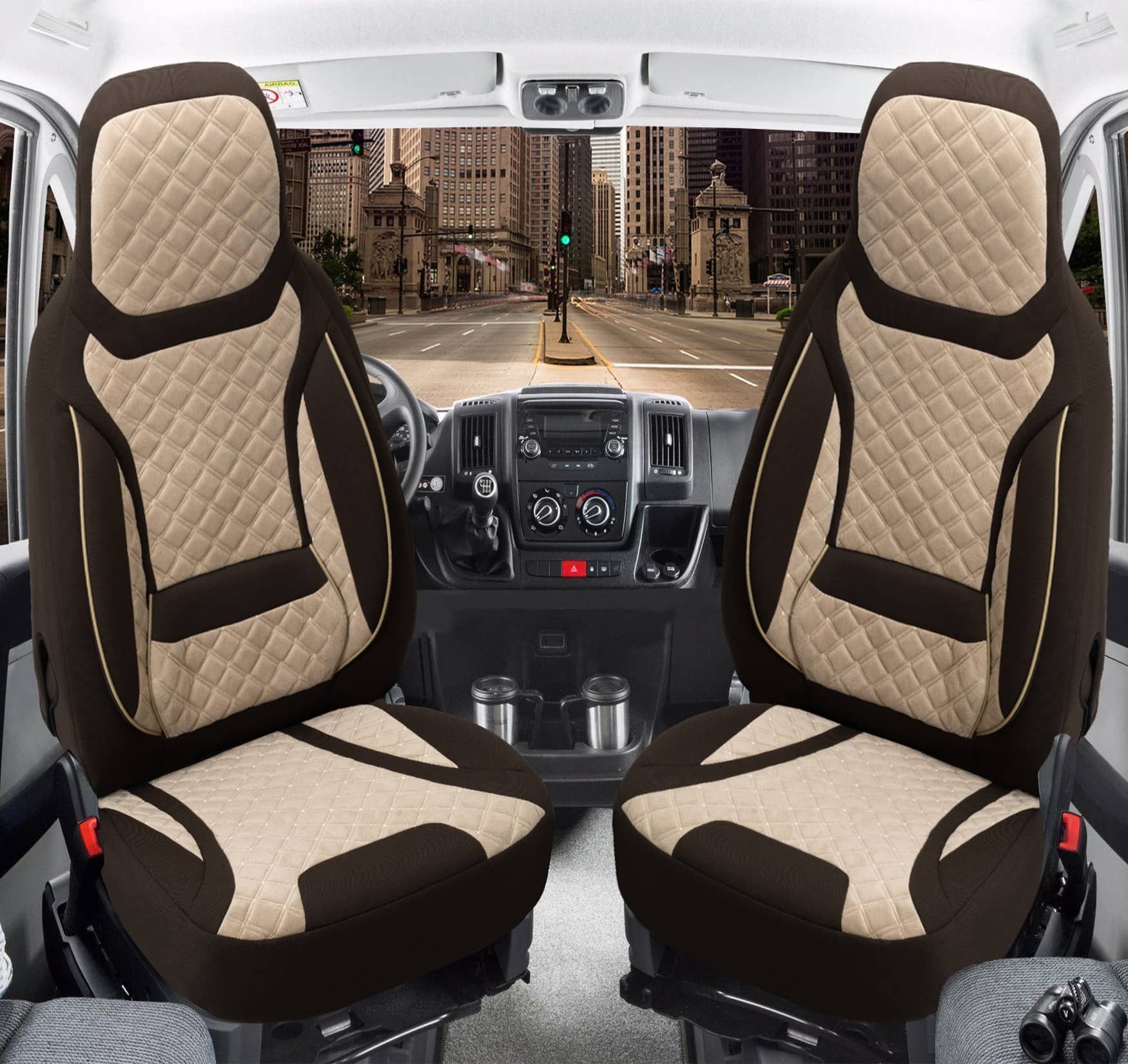 BREMER SITZBEZÜGE Autositzbezug für Kia Sorento 2 XM Bj 2009-15 (T2), Set, Schonbezüge Sitzbezüge Fahrer und Beifahrer, in Braun/Beige