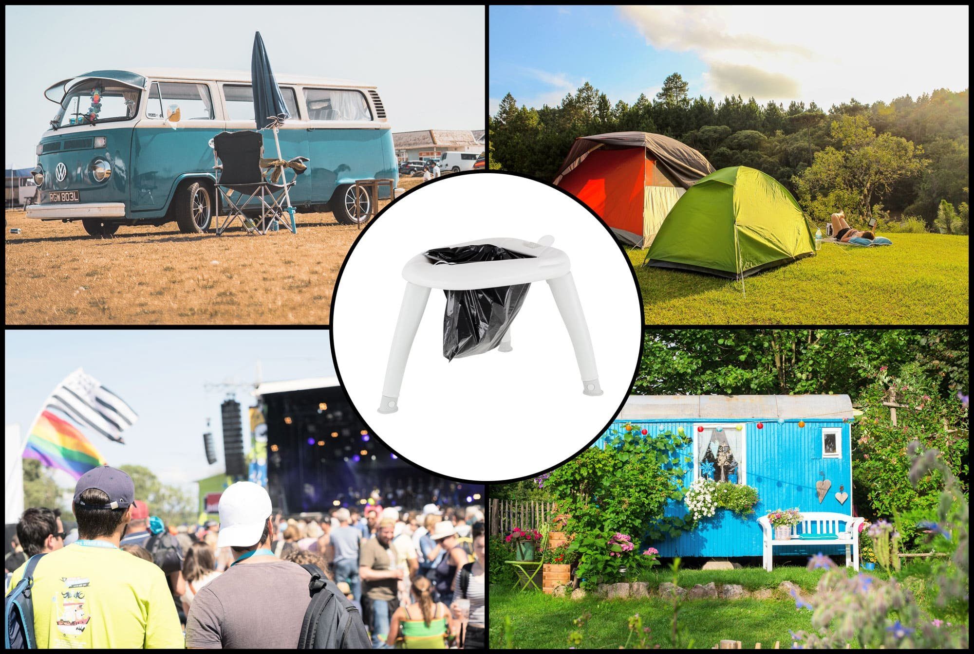 Stagecaptain Campingtoilette Camping Toilette - Outdoor- und Reise-WC - Für Kinder und Erwachsene, (Quixie-2842, 3-St., 3 Stück im Spar-Set), Mit Handwaschsprayer - Inkl. 10 Auffangbeutel