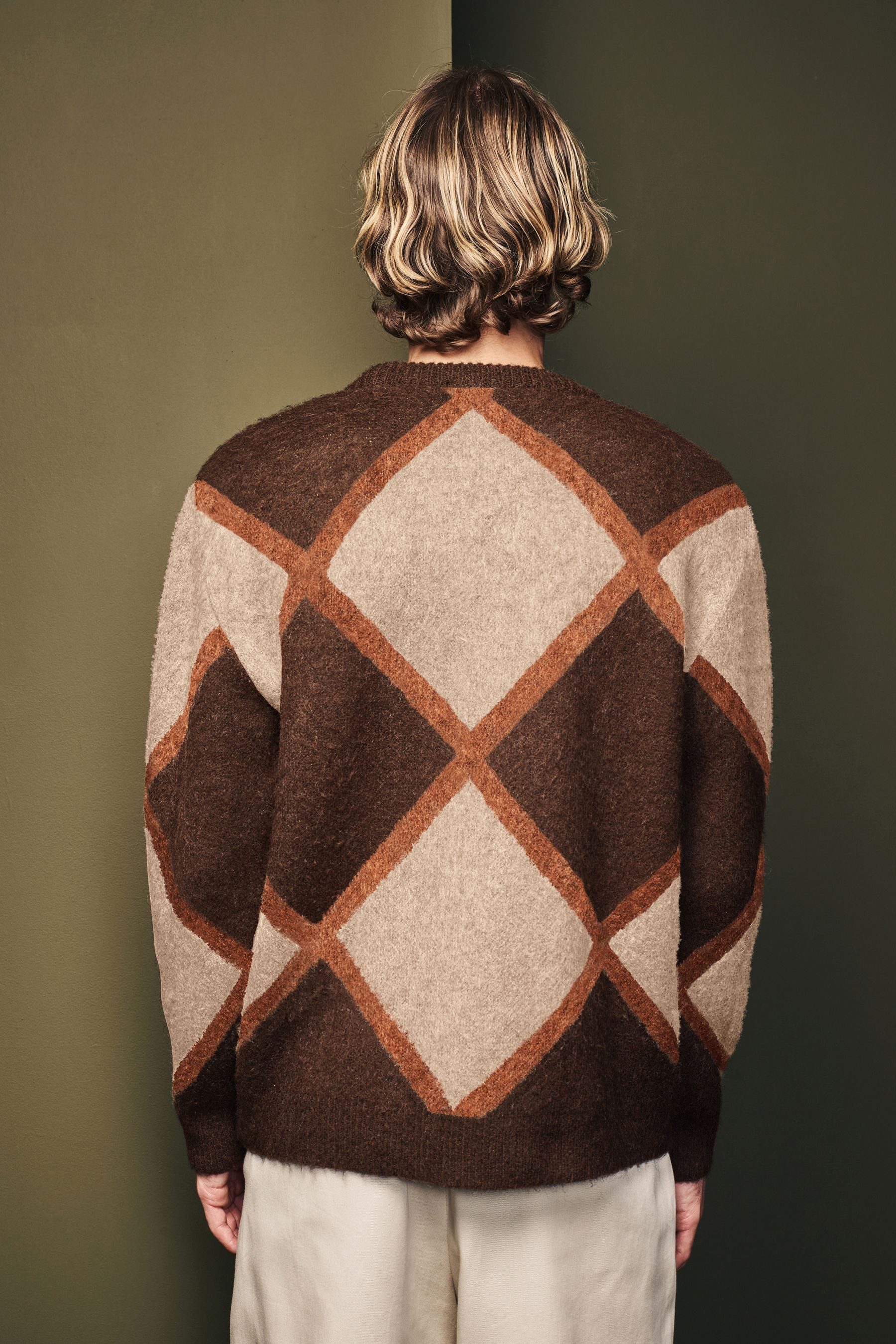 Next Rundhalspullover Angerauter Relaxed Fit Rundhalspullover mit Muster (1 günstig online kaufen