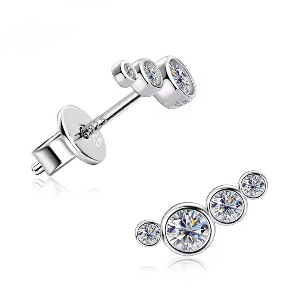 Paar Ohrstecker Funkelnde Moissanit Damen Ohrstecker Layering Design Gold