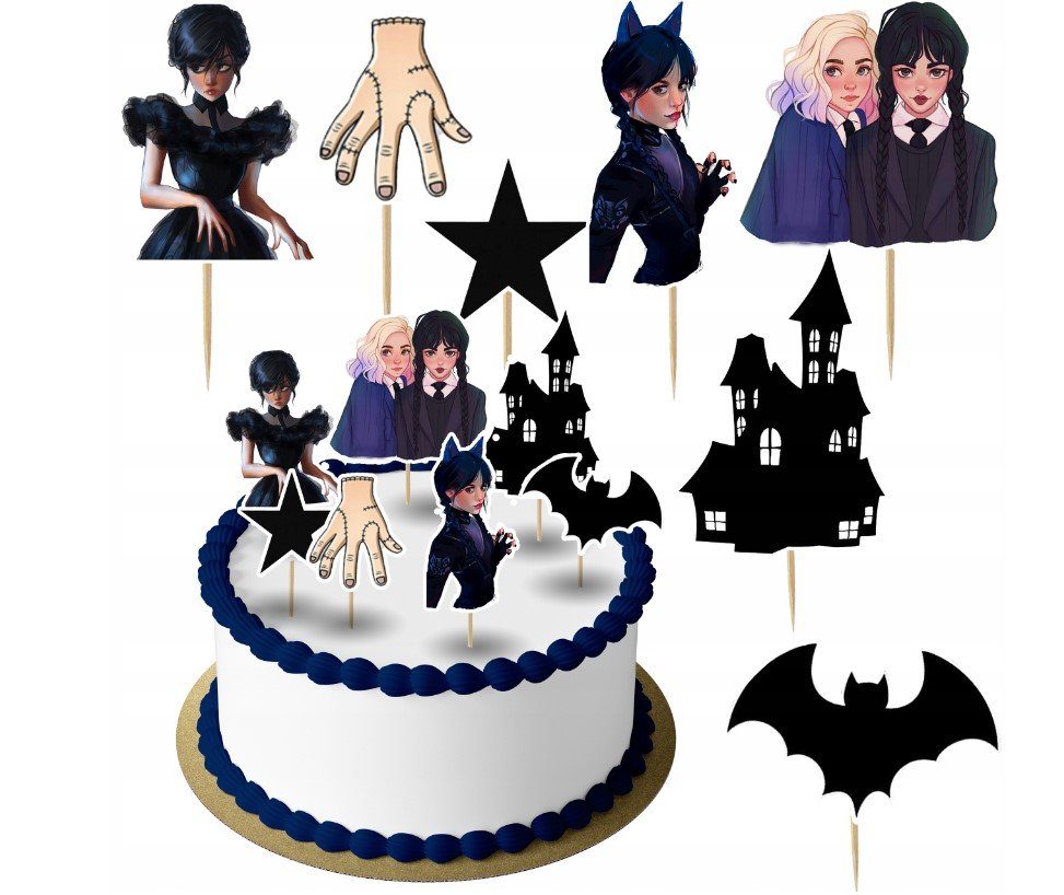 Festivalartikel Tortenstecker WEDNESDAY Topper Set 6 Stk Geburstag Torten Deko Kuchen Junge