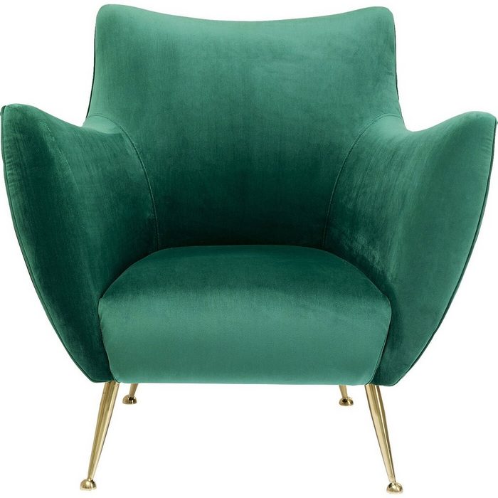 KARE Sessel Sessel Goldfinger Grün Bezug: 100 % Polyester (Samtoptik) Sitzschale: Spanplatte naturbelassen Fuß/Füße: Edelstahl titanbeschichtet Polsterung: 35 kg/m³ Polyester