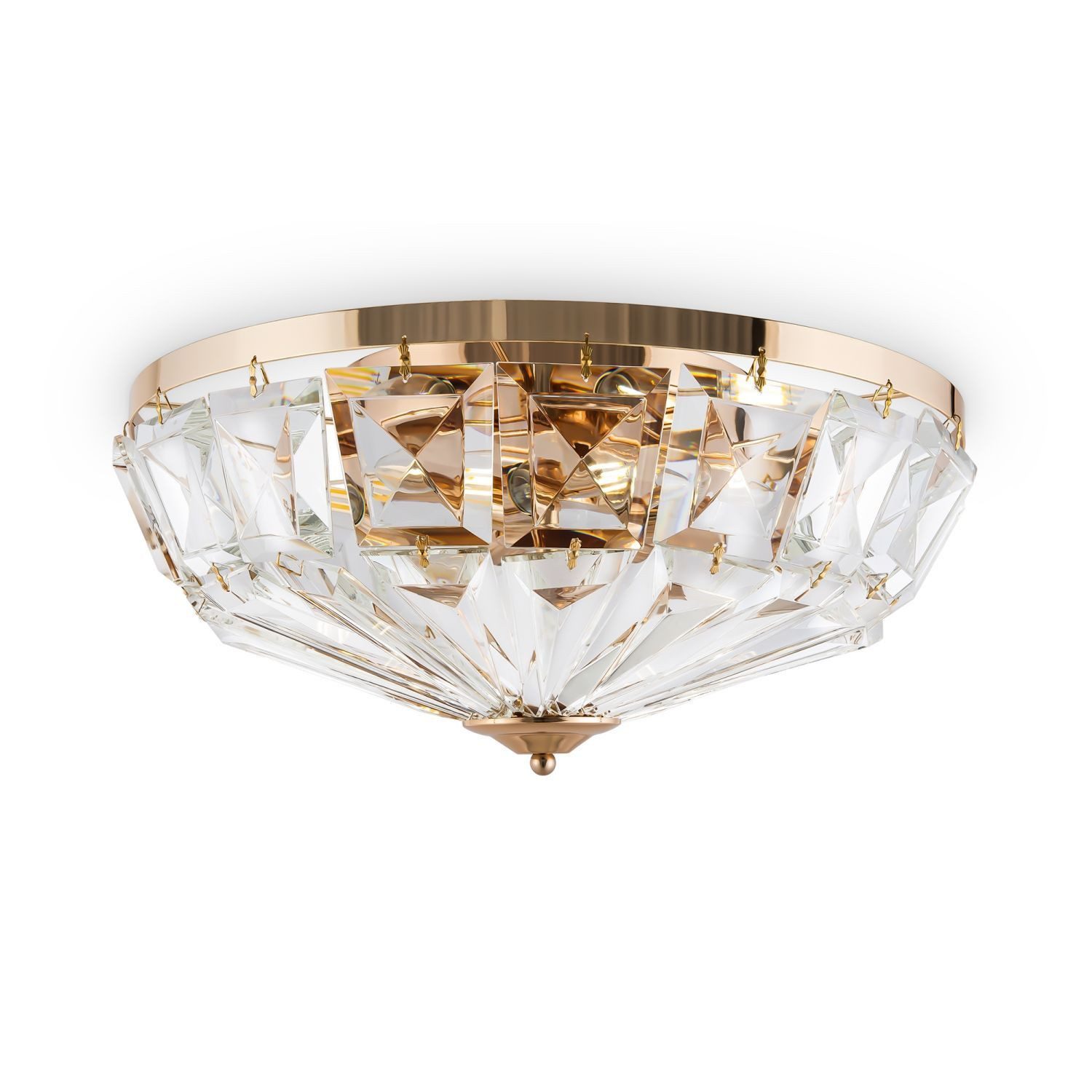 Licht-Erlebnisse Deckenleuchte IRAE, ohne Leuchtmittel, Glas Metall rund D: 48,6 cm in Gold E14 Modern Kristall