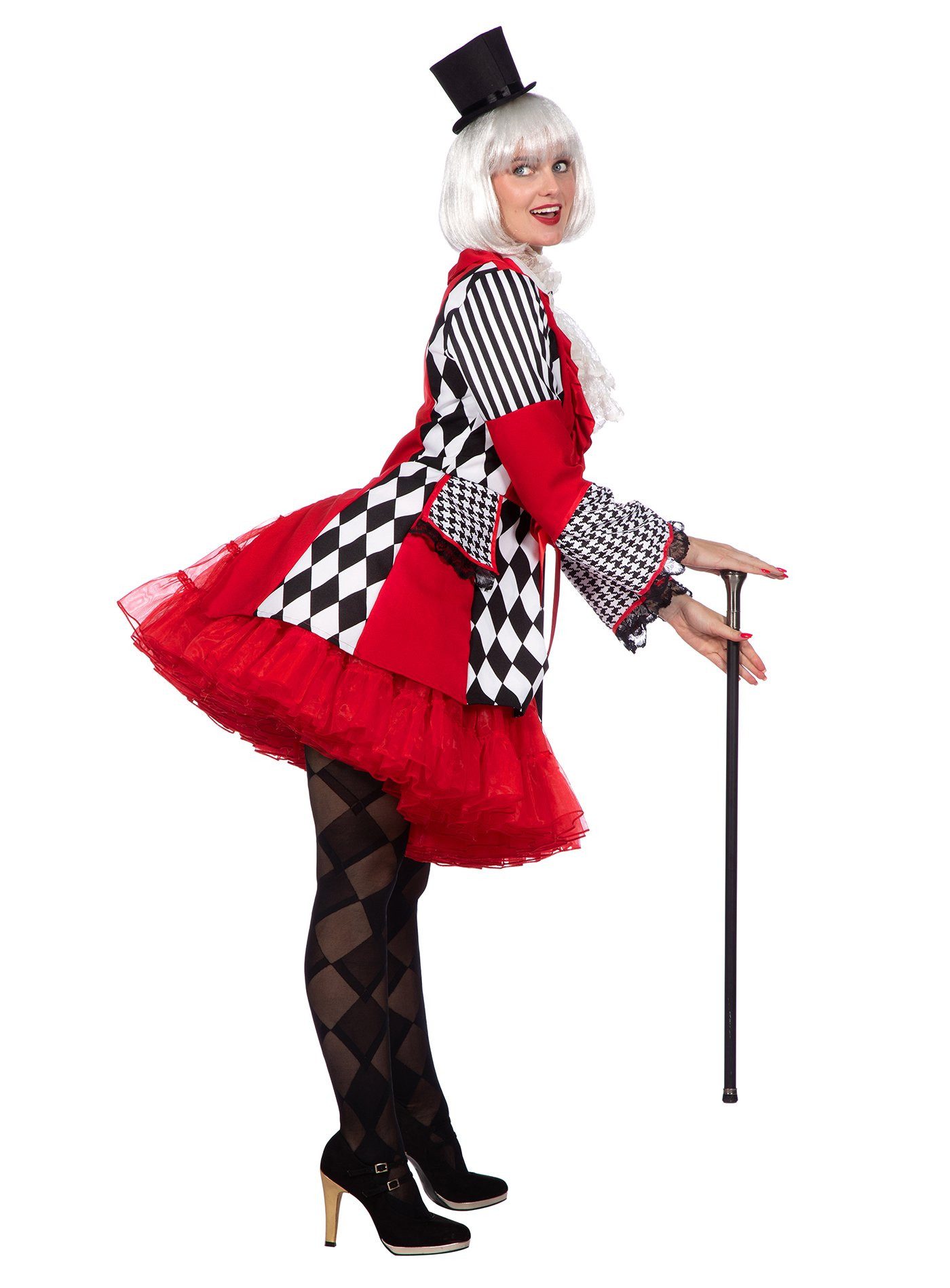 Metamorph Kostüm Harlekin Jacke für Damen, Damenjackett für Zirkus, Clowns und Karneval