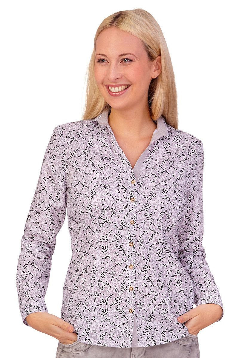 Orbis Textil GmbH & Co. KG Trachtenbluse Trachtenbluse - CALLIDA - weiß/blau, weiß/grau