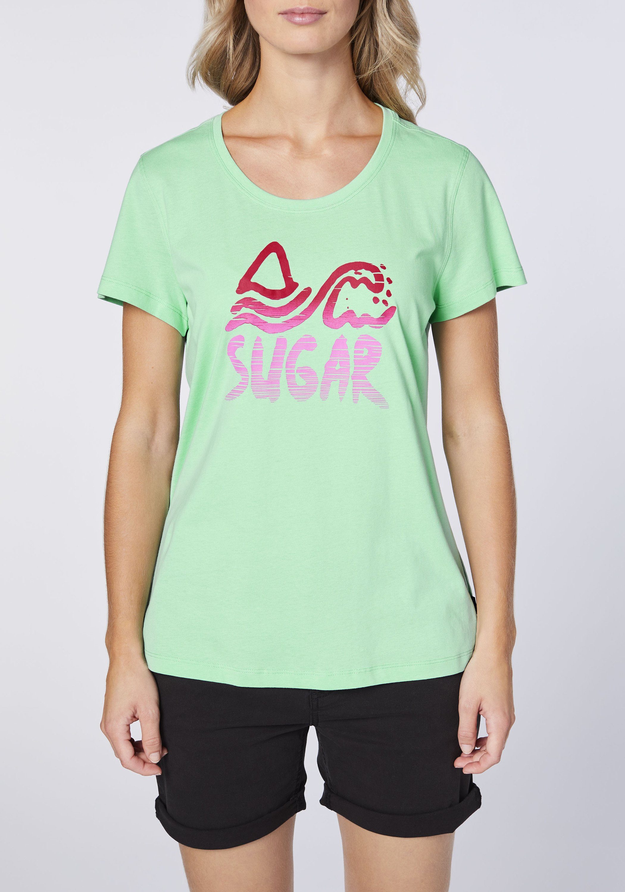 mit Green Print-Shirt farbenfrohem 1 Frontprint Neptune Chiemsee T-Shirt