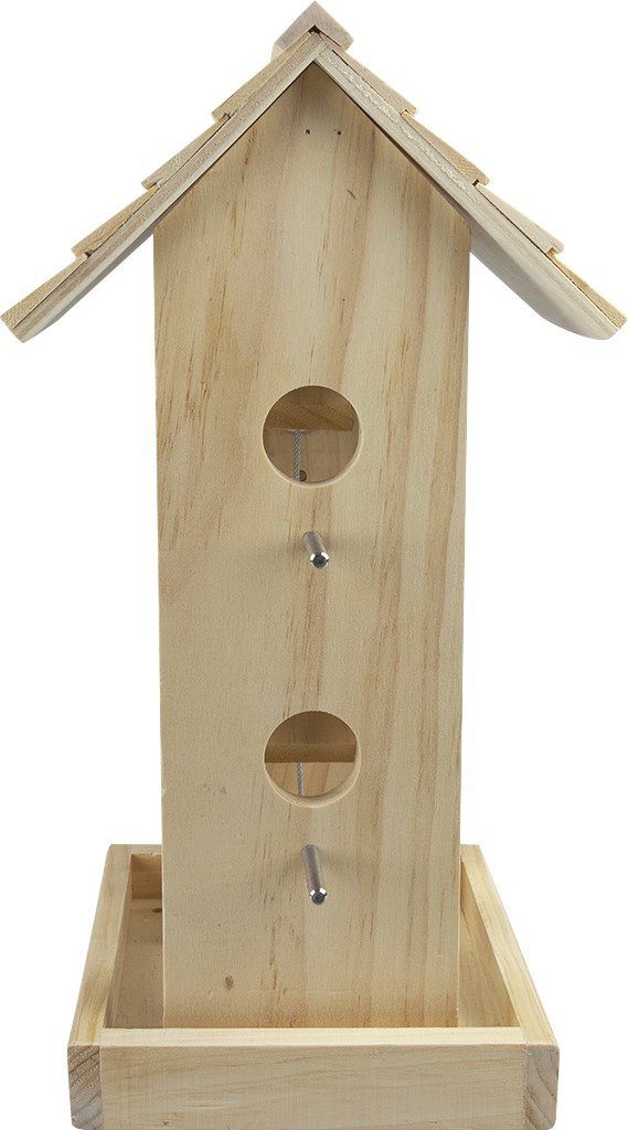 Windhager Vogelhaus Country, Futterspender aus Kiefernholz, mit Schindeldach, Futterstation inkl. Aufhängung, Füllmenge ca. 3 L, 17,5x19x38 cm