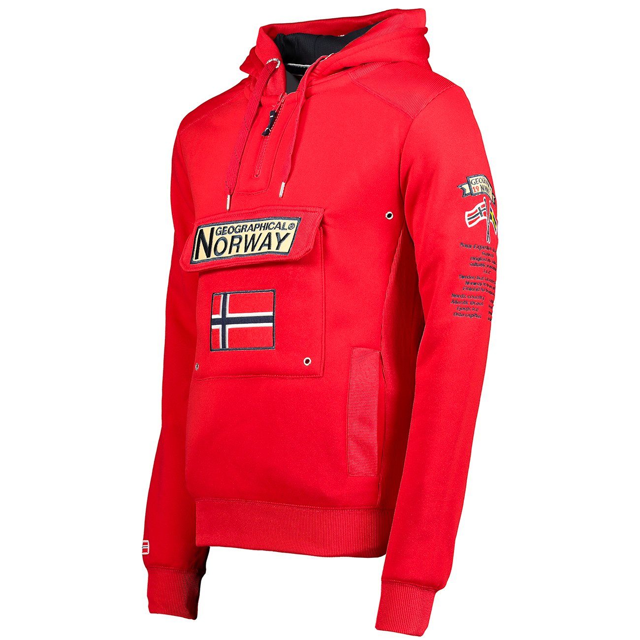 Geographical Norway Kapuzenpullover mit Rot Gymclass Bauchtasche großer by leyoley warmer und Kapuze