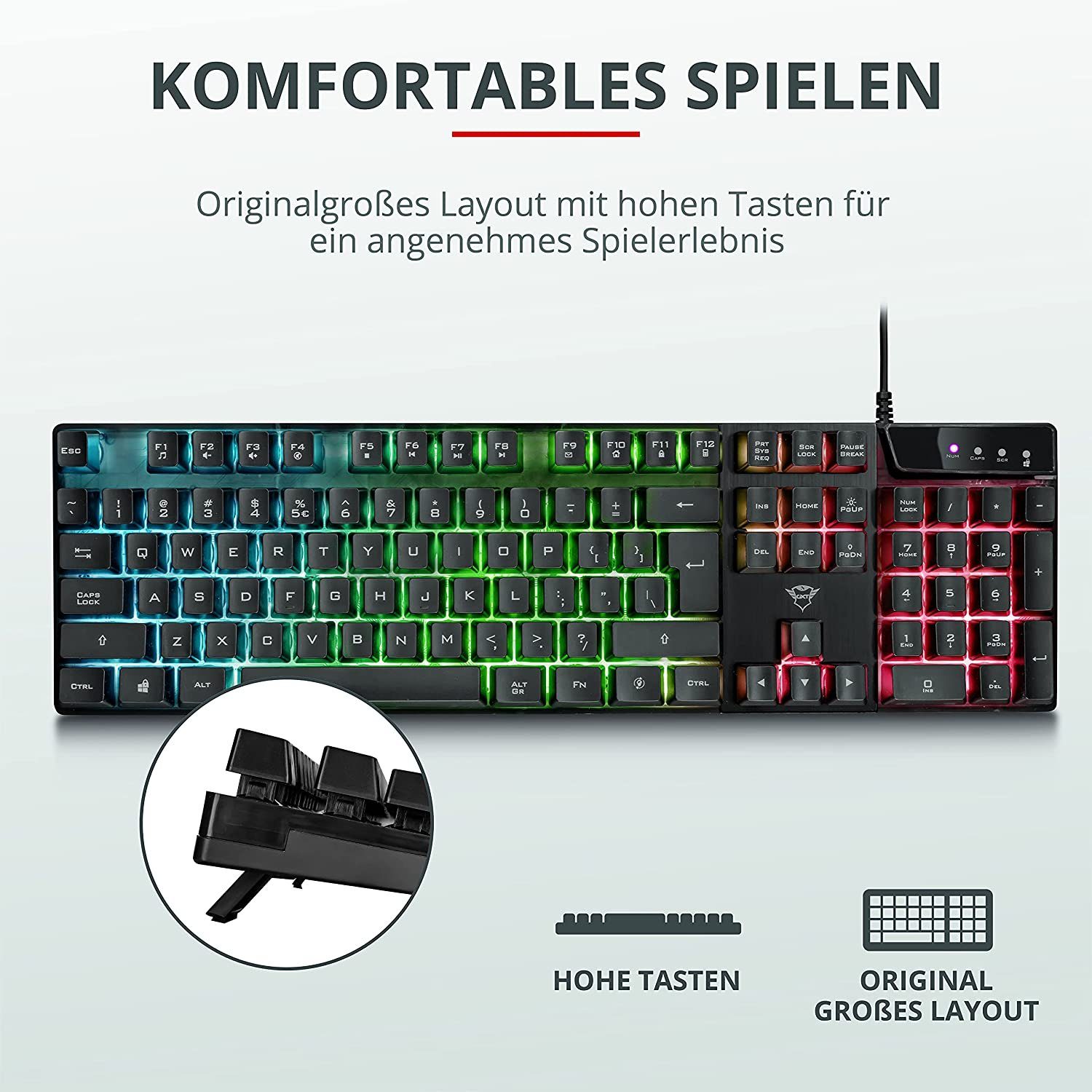 Trust AZOR GAMING GXT835 KEYBOARD DE Gaming-Tastatur