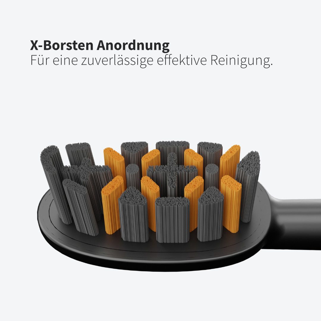 Zahnheld Aufsteckbürsten Ersatzbürsten Pro X-Clean für Schallzahnbürste Gero, im 3er, 6er oder 9er Set, Zahnpflege Set, Wechselköpfe, sanfte Reinigung, plastikfrei verpackt, 3 Stück, schwarz