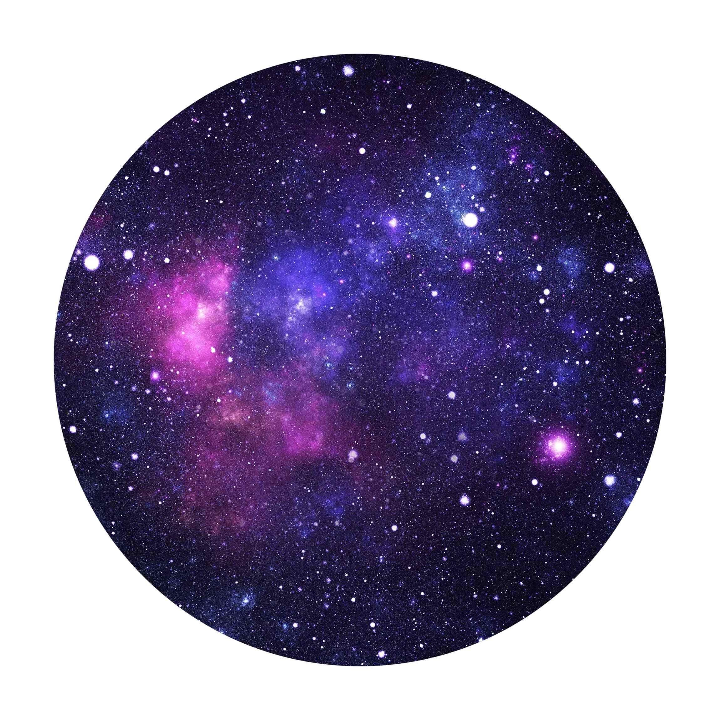 Bilderdepot24 Teppich Vinyl Kinderzimmer Mädchen Jungen Galaxie funktional, rund - violett glatt, nass wischbar (Saft, Tierhaare) - Saugroboter & Bodenheizung geeignet