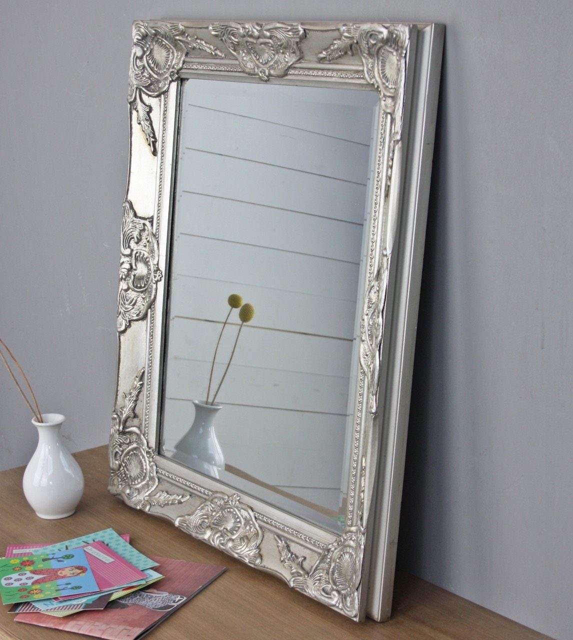 elbmöbel Wandspiegel Spiegel barock 62x52x6cm, 62x52x7 Wandspiegel Vintage silber cm Spiegel