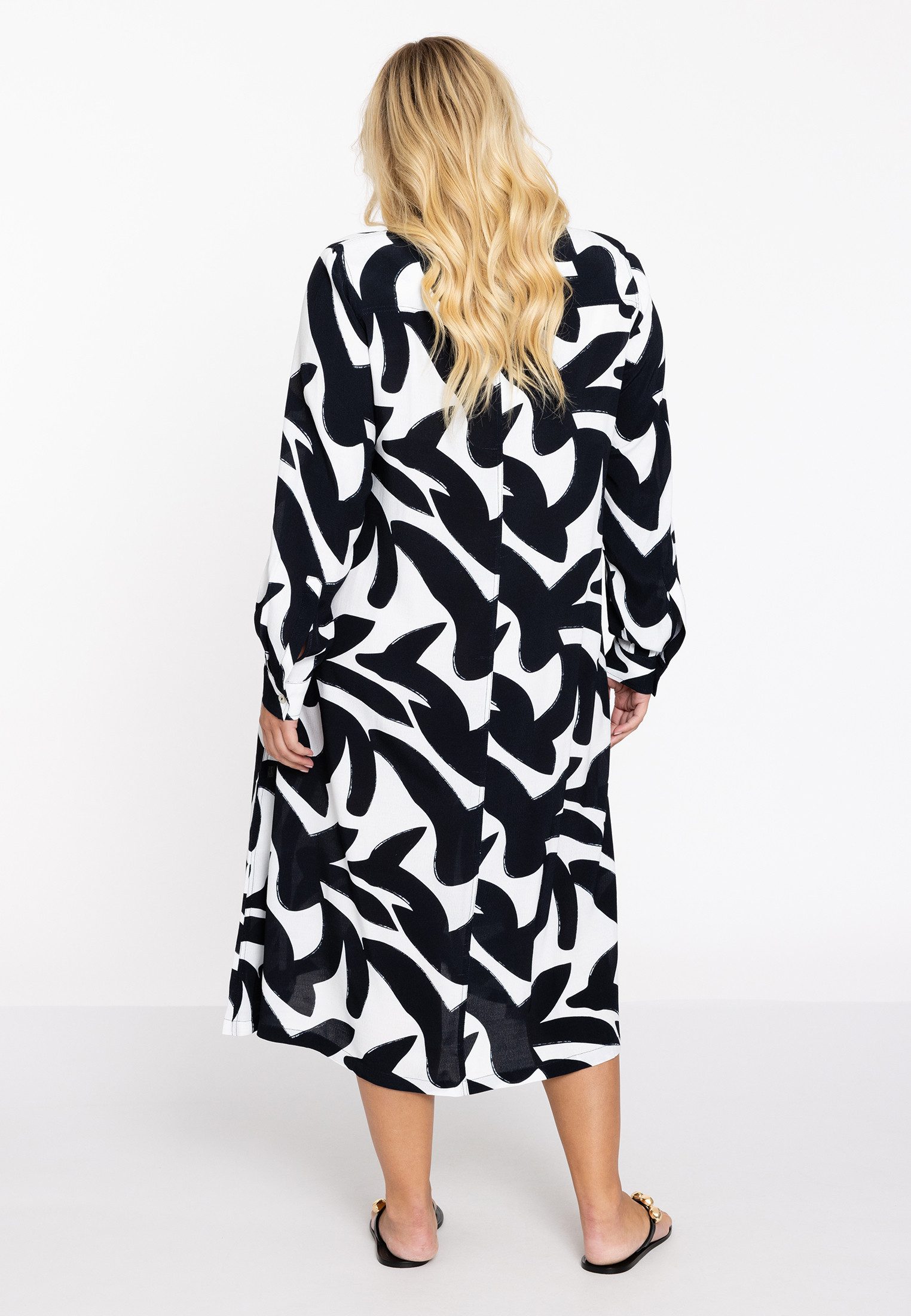 YOEK Midikleid Damen Kleid Große Größen mit langen Ärmeln