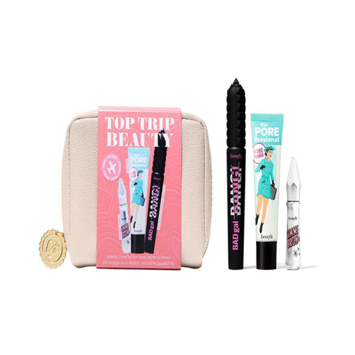 Benefit Тушь BENEFIT TOP TRIP SET: PRIMER 22ML + MASCARA 8.5G + BROW 3G + POUCH
