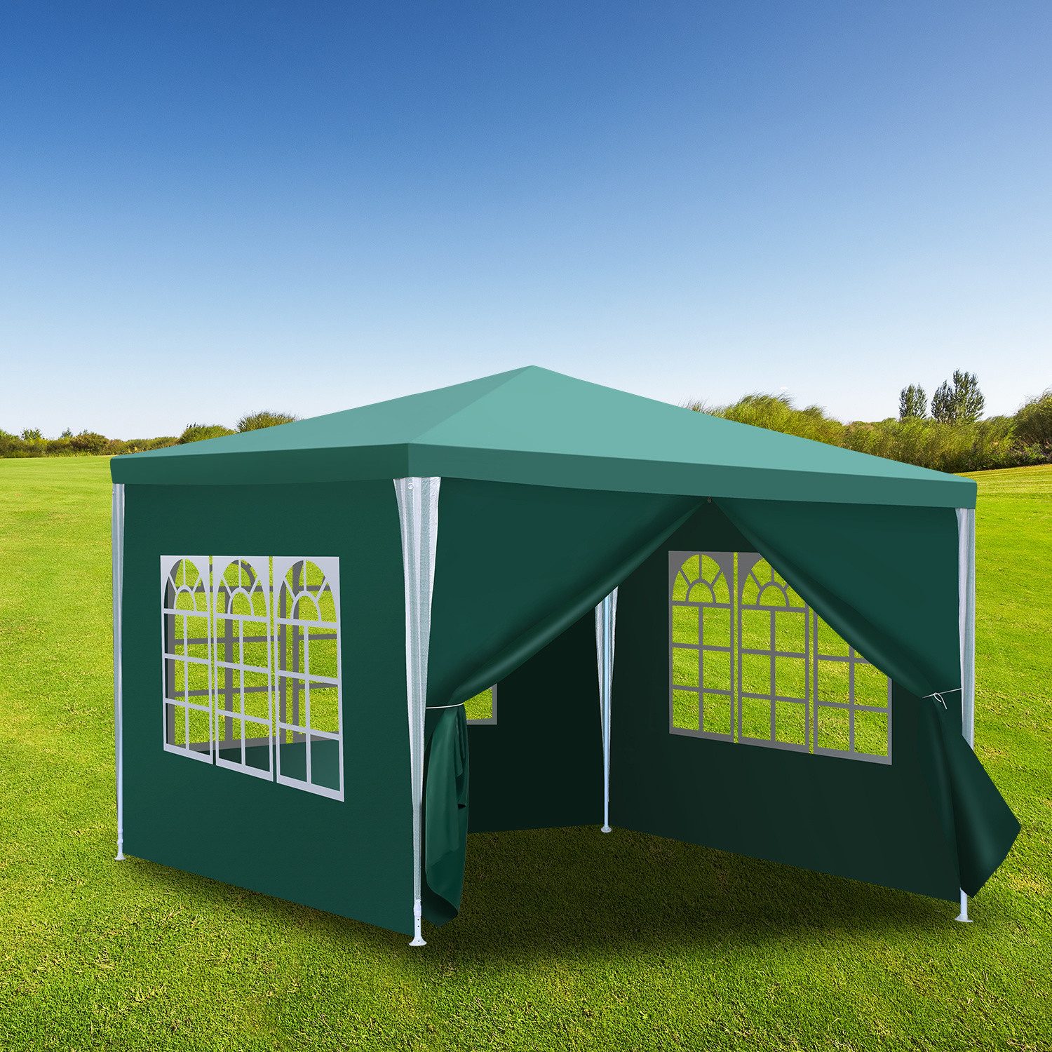 Clanmacy Pavillonseitenteil Pavillon 3x3 m, mit Seitenwänden, UV Schutz, wasserfest