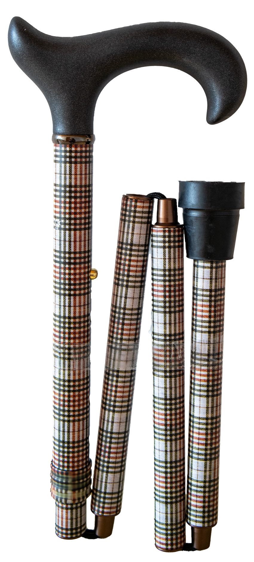 Stockshop Gehstock Gehstock Faltstock Deluxe GLENCHECK, Derbygriff, Stock Alu, Puffer