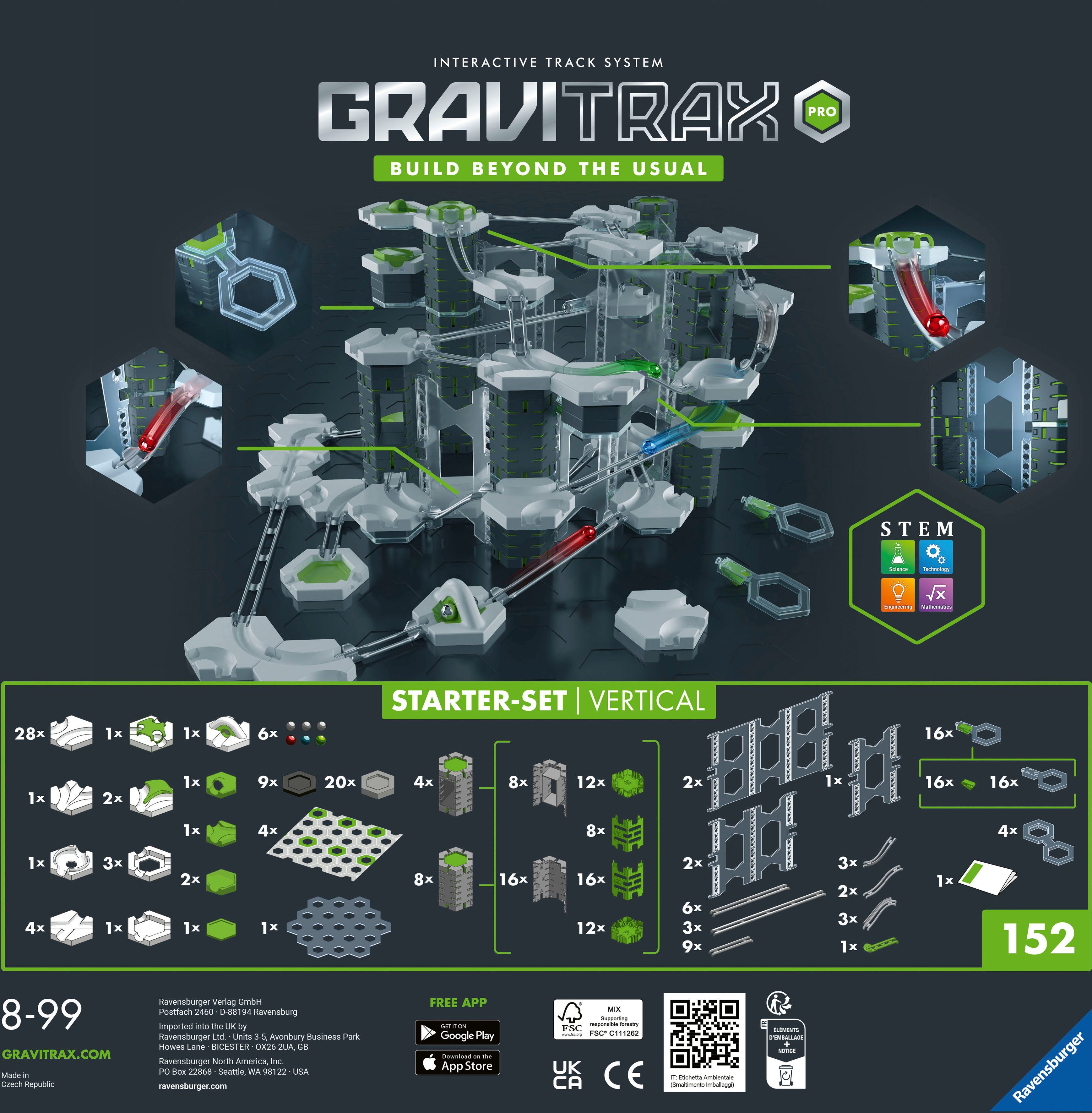 Ravensburger Kugelbahn-Bausatz GraviTrax PRO Starter-Set Vertical, Made in Europe