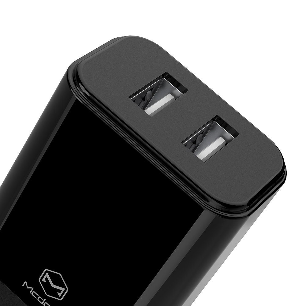 mcdodo 2xUSB Wandladegerät 2.4A Fast Charging Netzteil für Handys schwarz Schnelllade-Gerät