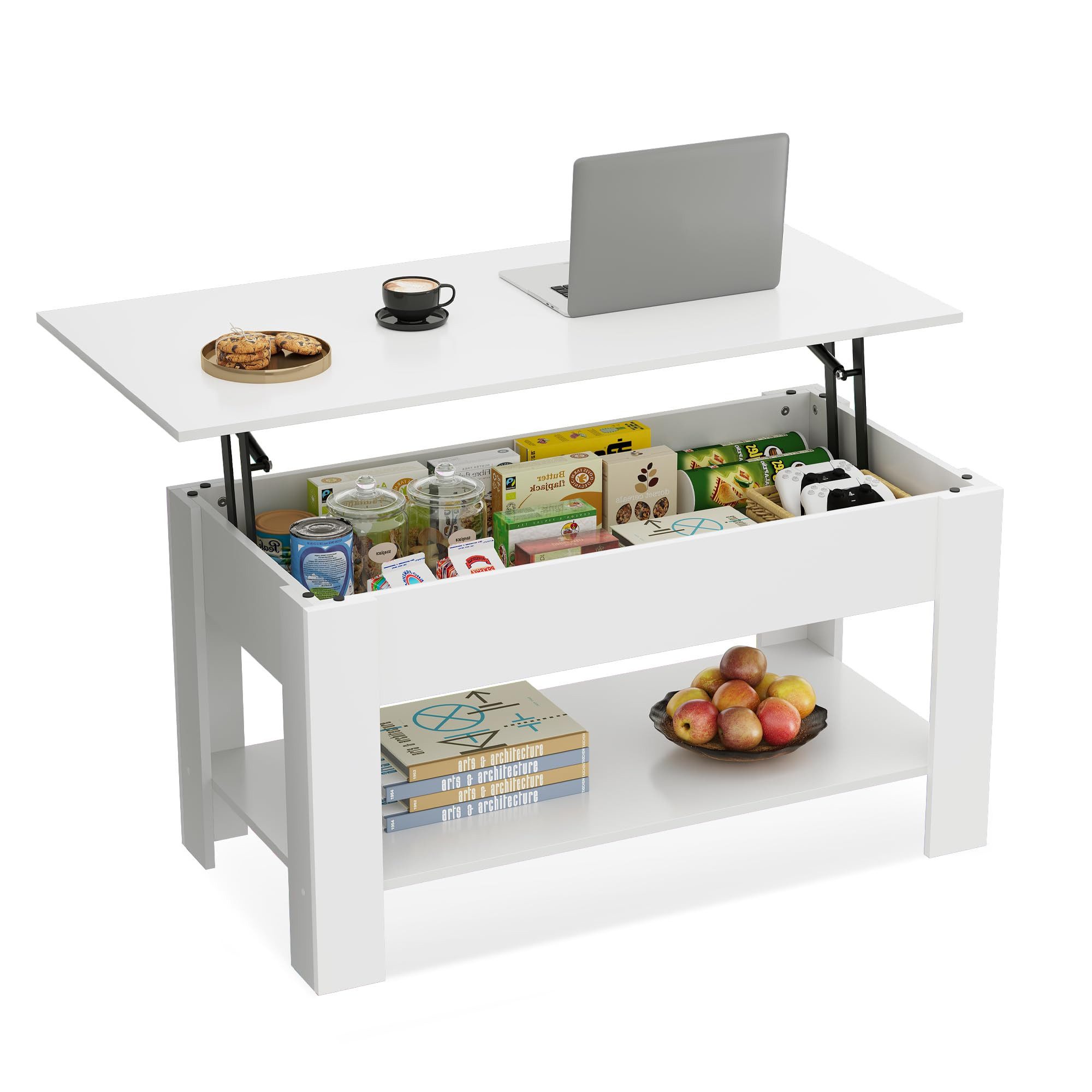 WLIVE Couchtisch Höhenverstellbar und Ausziehbar, Couchtisch Holz mit Staur günstig online kaufen