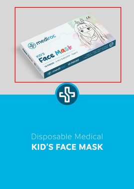 BURI Gesichtsmaske 10 x Kindermaske Einwegmaske Typ II 2 EN14683:2019+AC:201
