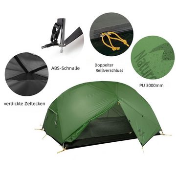 Naturehike Kuppelzelt Ultraleichtes Zelt Wasserdicht & Winddicht UV 50+, Personen: 2