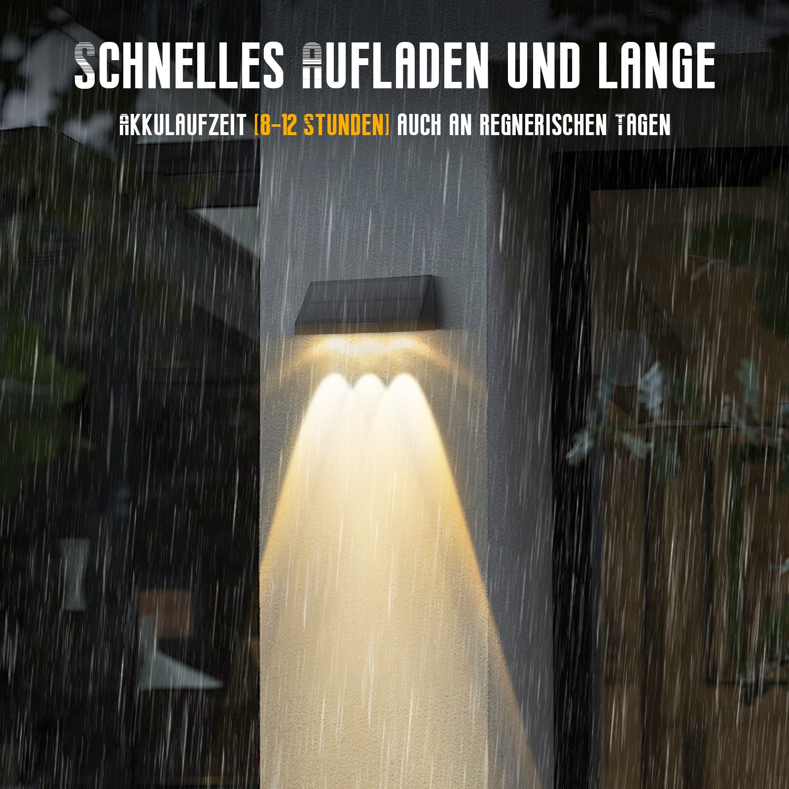 ZMH Außen-Wandleuchte 1/2/4ER Wandlampe solar 3000K 2 Modi Solarwandleuchte günstig online kaufen