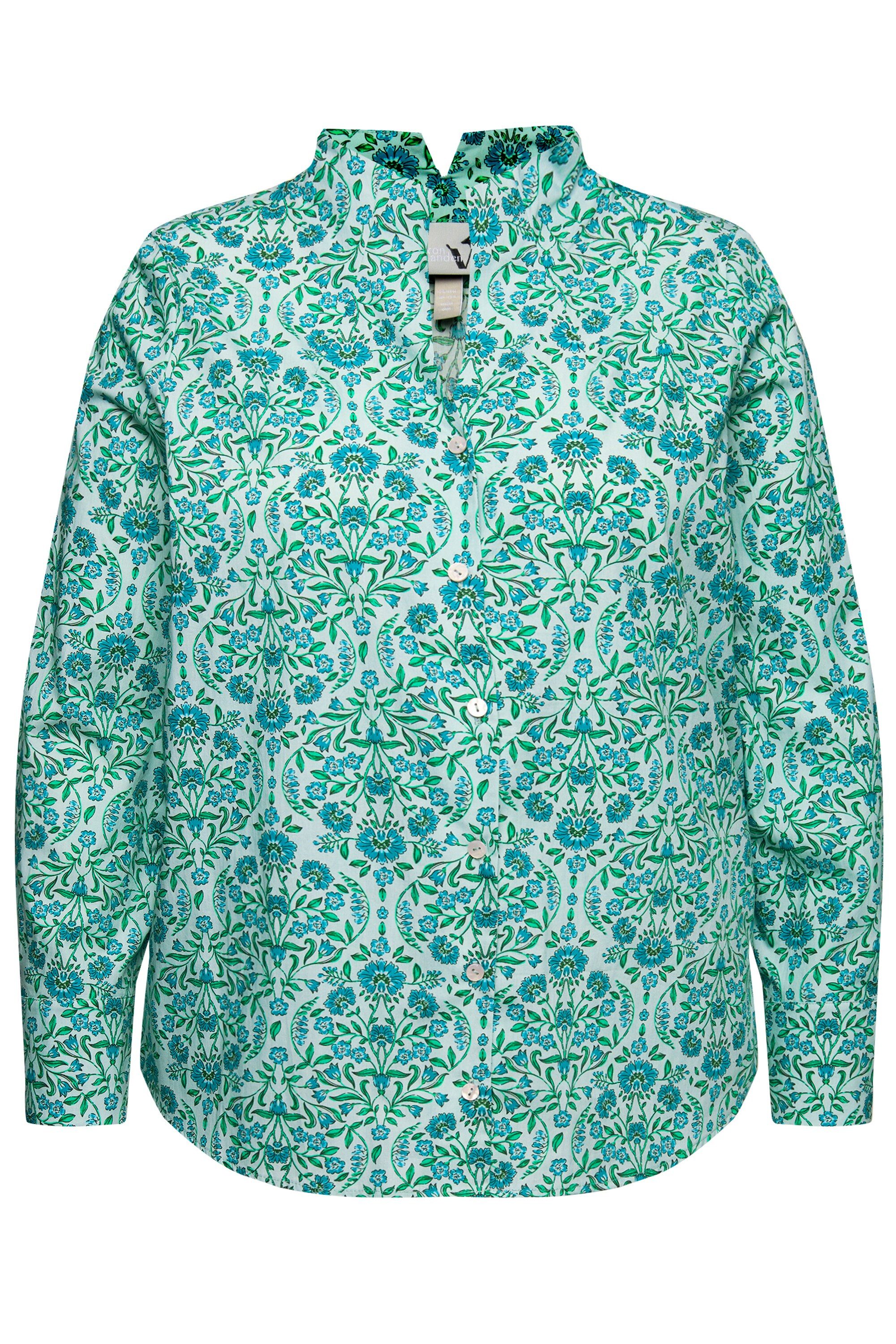 Ulla Popken Longbluse Bluse Landhausdruck Kelchkragen günstig online kaufen