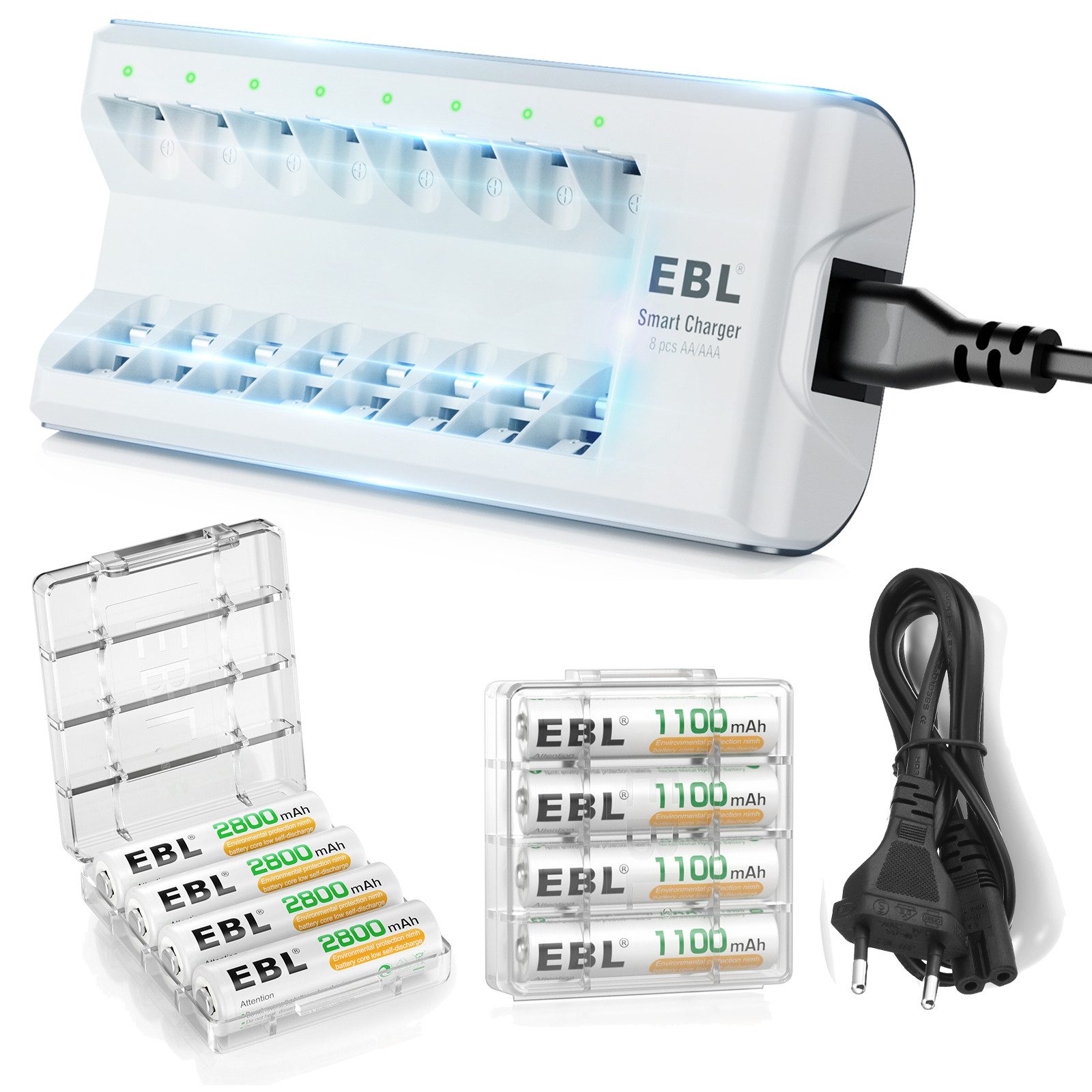 EBL Akku Ladegerät,Schnell Batterie ladegerät-für AA AAA NI-Mh Akku Batterie-Ladegerät