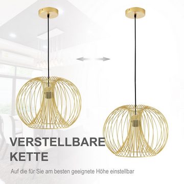 HOMCOM Pendelleuchte Deckenleuchte, Ein-,Ausschalter, Hängeleuchte Deckenlampe moderne Pendelleuchte E27 40W Stahl Gold