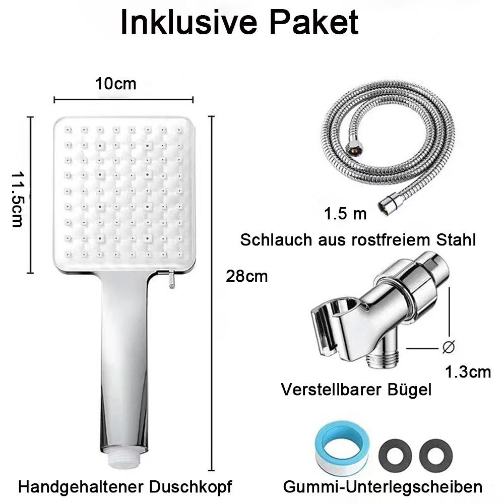 Piatto Handbrause-Set Mit Halter & 1,5m Schlauch – 48 Antikalkdüsen