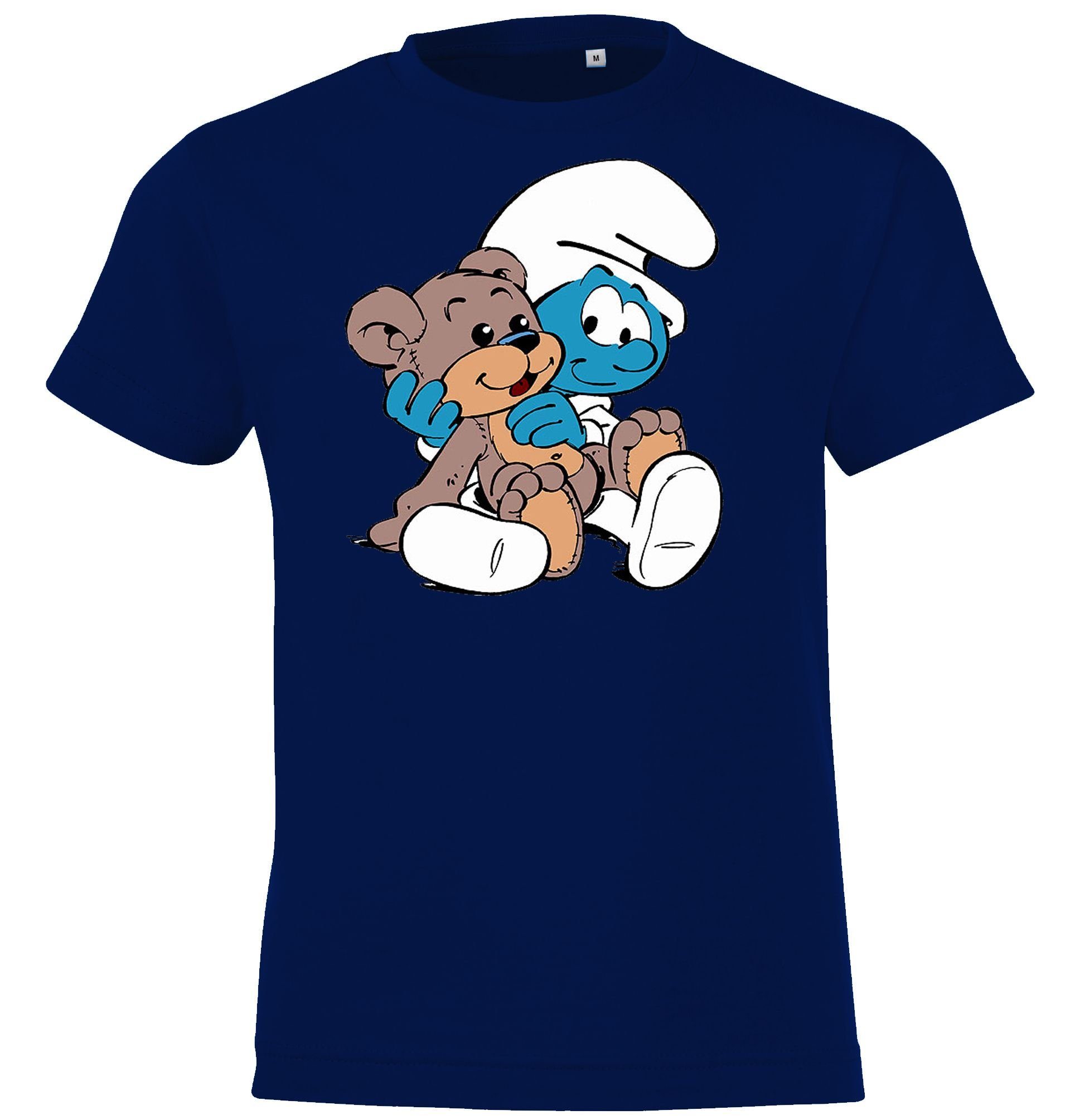 Youth Designz T-Shirt Kinder T-Shirt Modell Baby Schlumpf Mit trendigem Front Print Navyblau