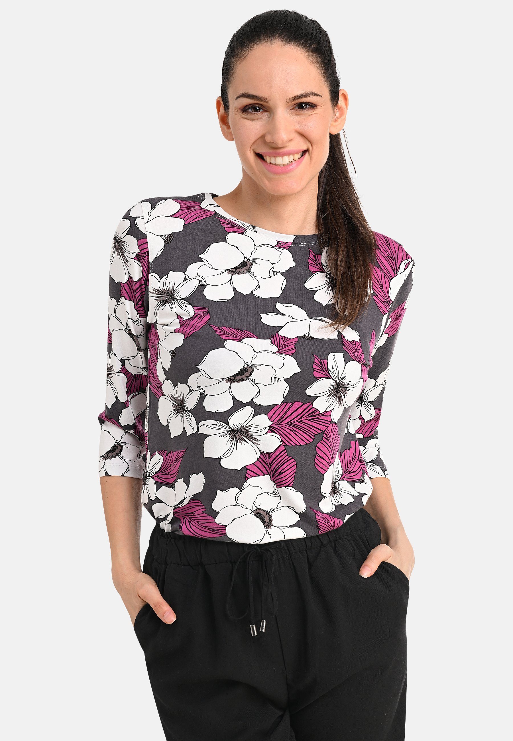 BICALLA T-Shirt Shirt Big Flowers - 06/anthra-pink (1-tlg)