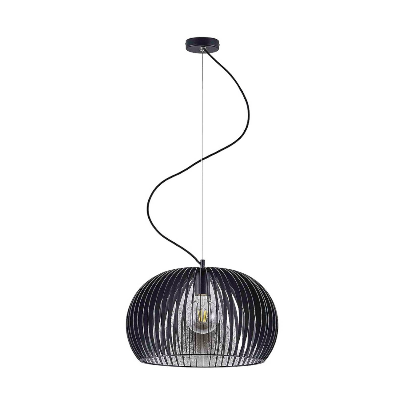 Lindby Hängeleuchte Jusra, dimmbar, Leuchtmittel nicht inklusive, Vintage, Metall, Schwarz, 1 flammig, E27, Deckenlampe, Esstischlampe