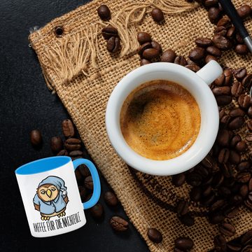 speecheese Tasse Kaffeebecher Hellblau mit lustigem Motiv Kaffee für die Nachteule im