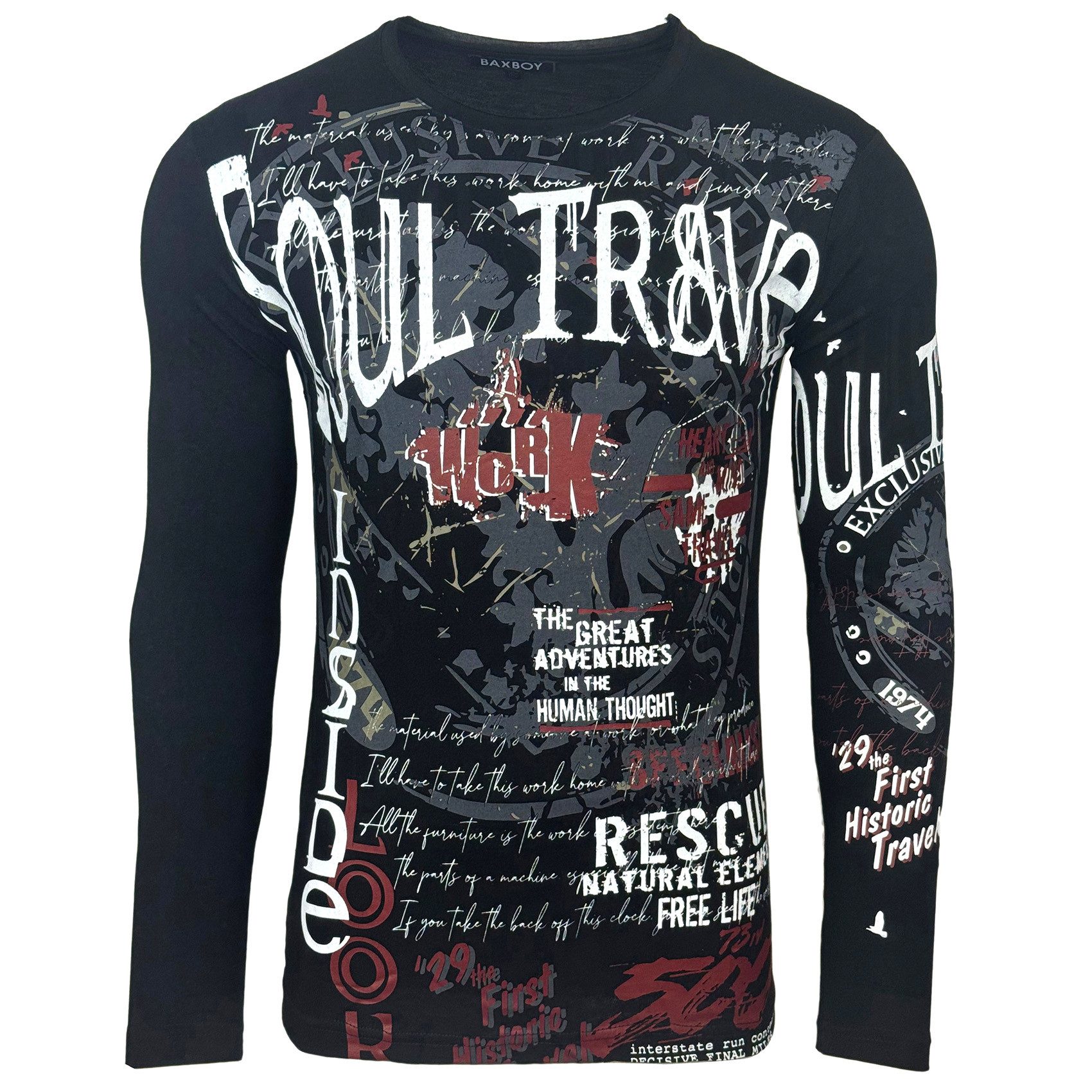 Baxboy Longshirt Herren Longsleeve T-Shirt Moderner Männer Langarmshirt B-7 günstig online kaufen