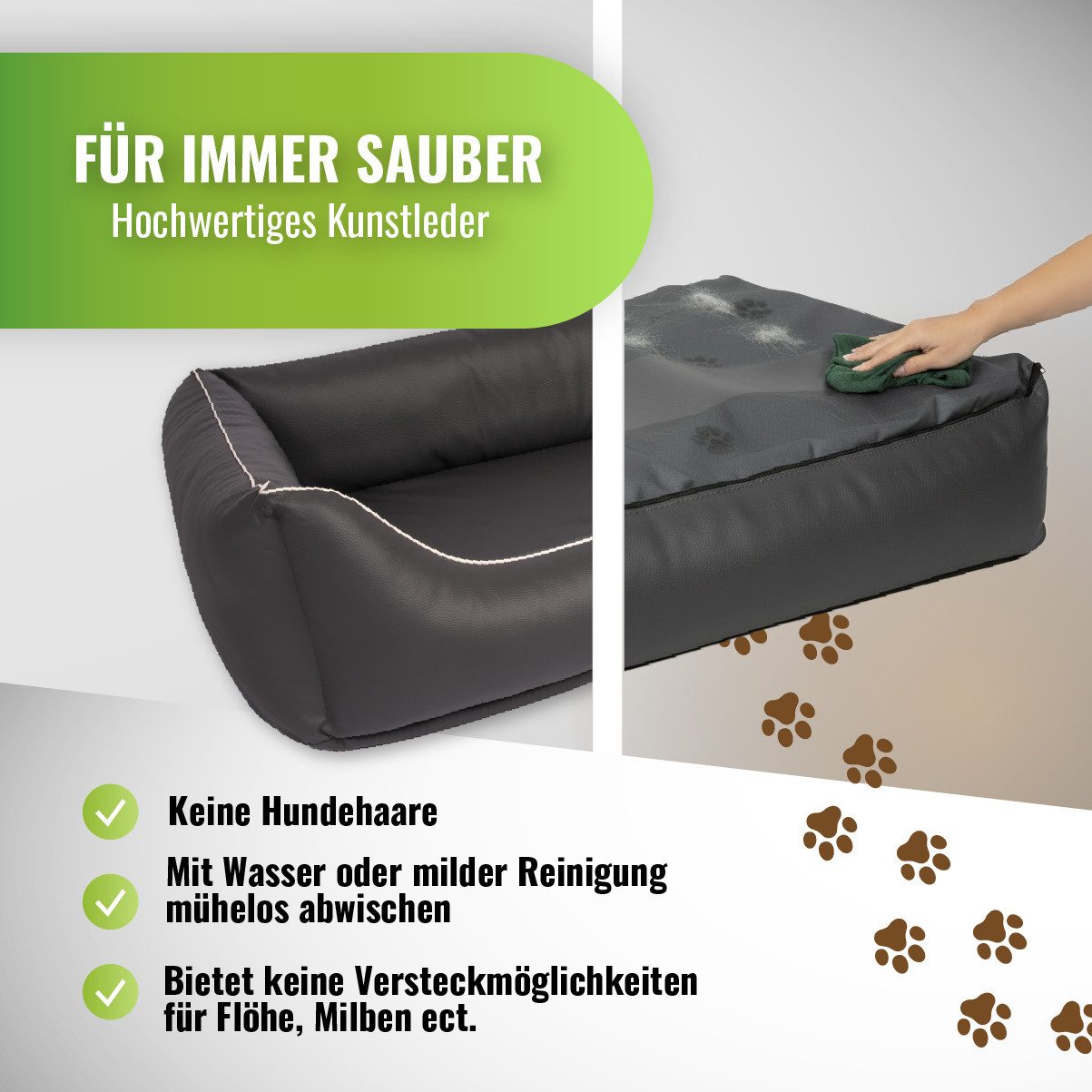 CopcoPet Tierbett Orthopädisches Hundebett / Wendebett Kleine bis Große Hunde, Kunstleder – Bild 5 von 5