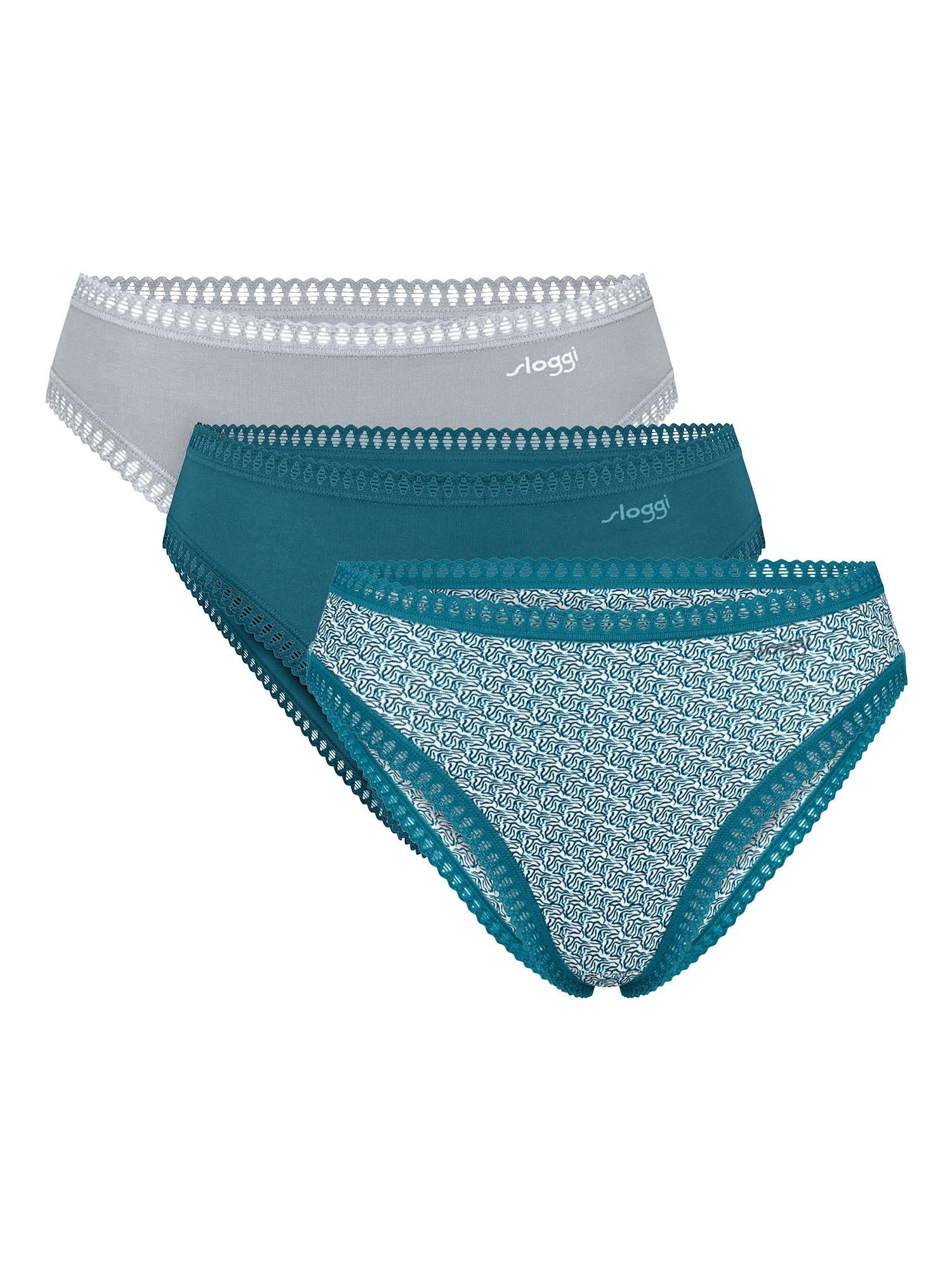sloggi Tai-Slip Blue GO Crush (3-St) Taillenslip, Hüftslip, Brasil Slip