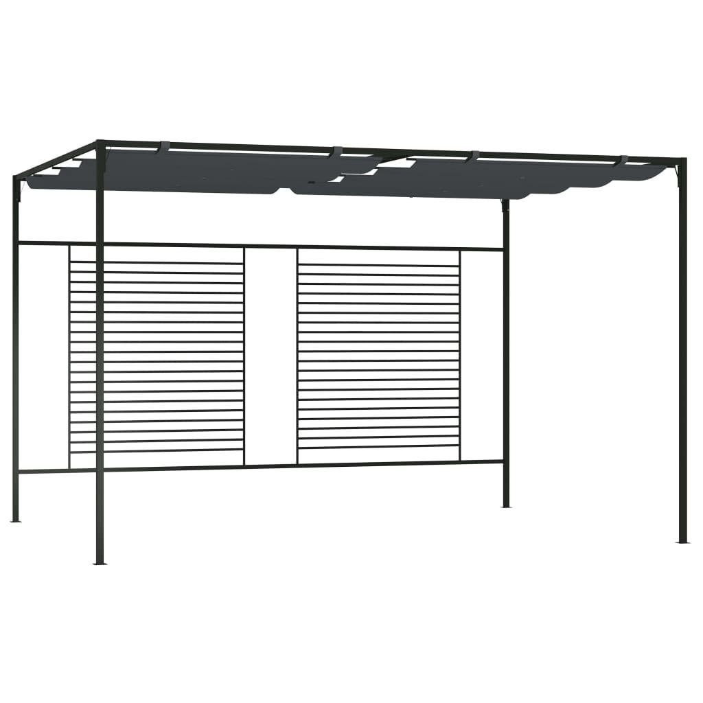 vidaXL Partyzelt Pavillon mit Ausziehbarem Dach 4x3x2,3 m Anthrazit 180 g/m²