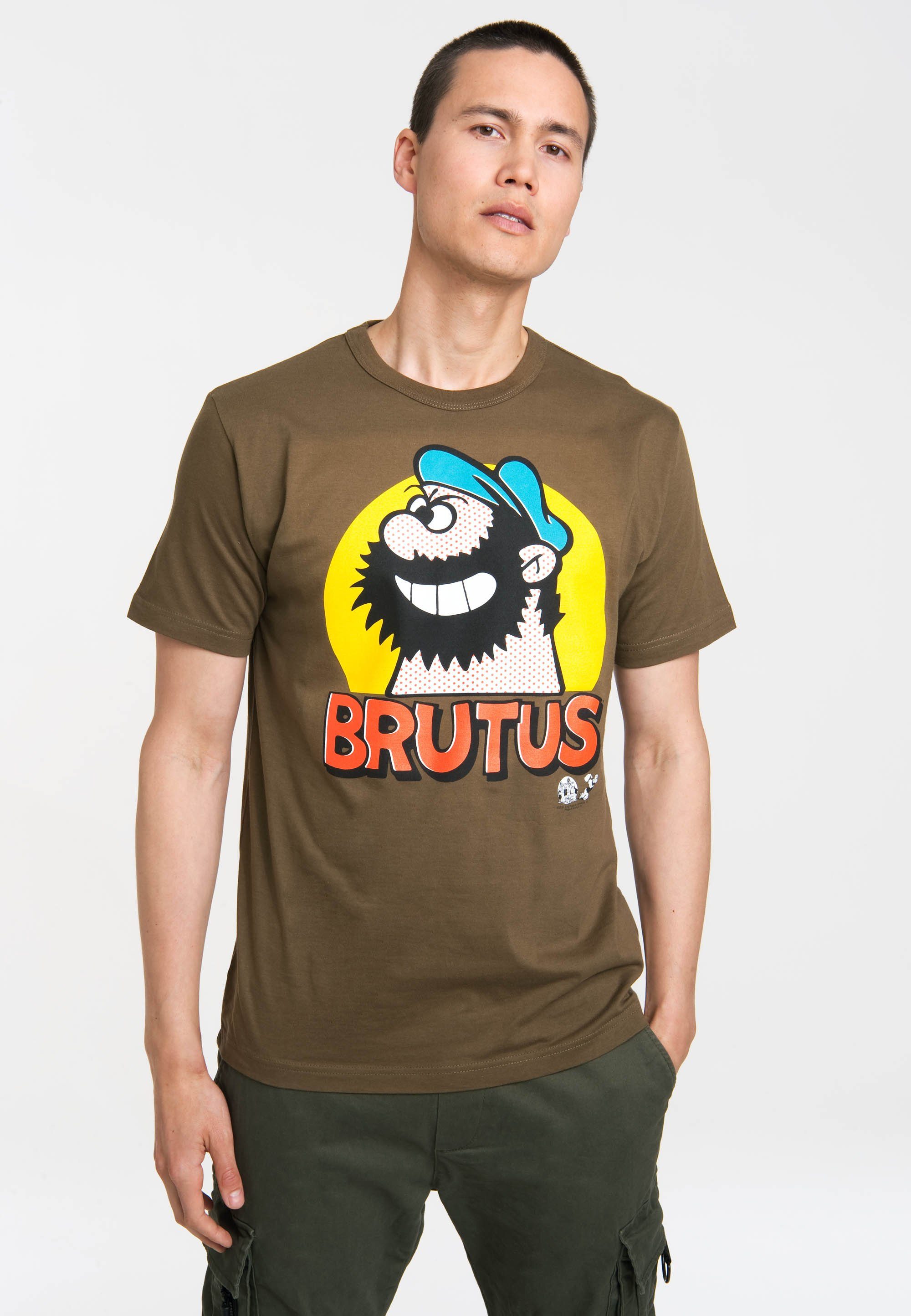 mit Popart T-Shirt Popeye Brutus - kultigem Brutus-Frontprint LOGOSHIRT