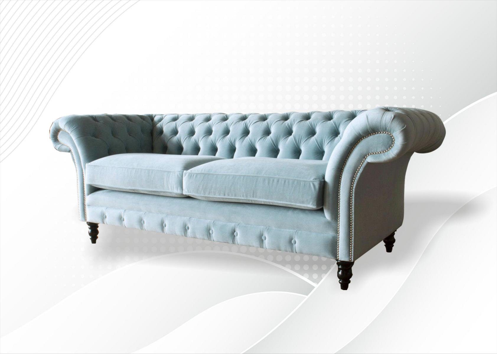 Chesterfield 210 JVmoebel Knöpfen. Die mit Design Chesterfield-Sofa, 3 Rückenlehne cm, Couch Sofa Sitzer