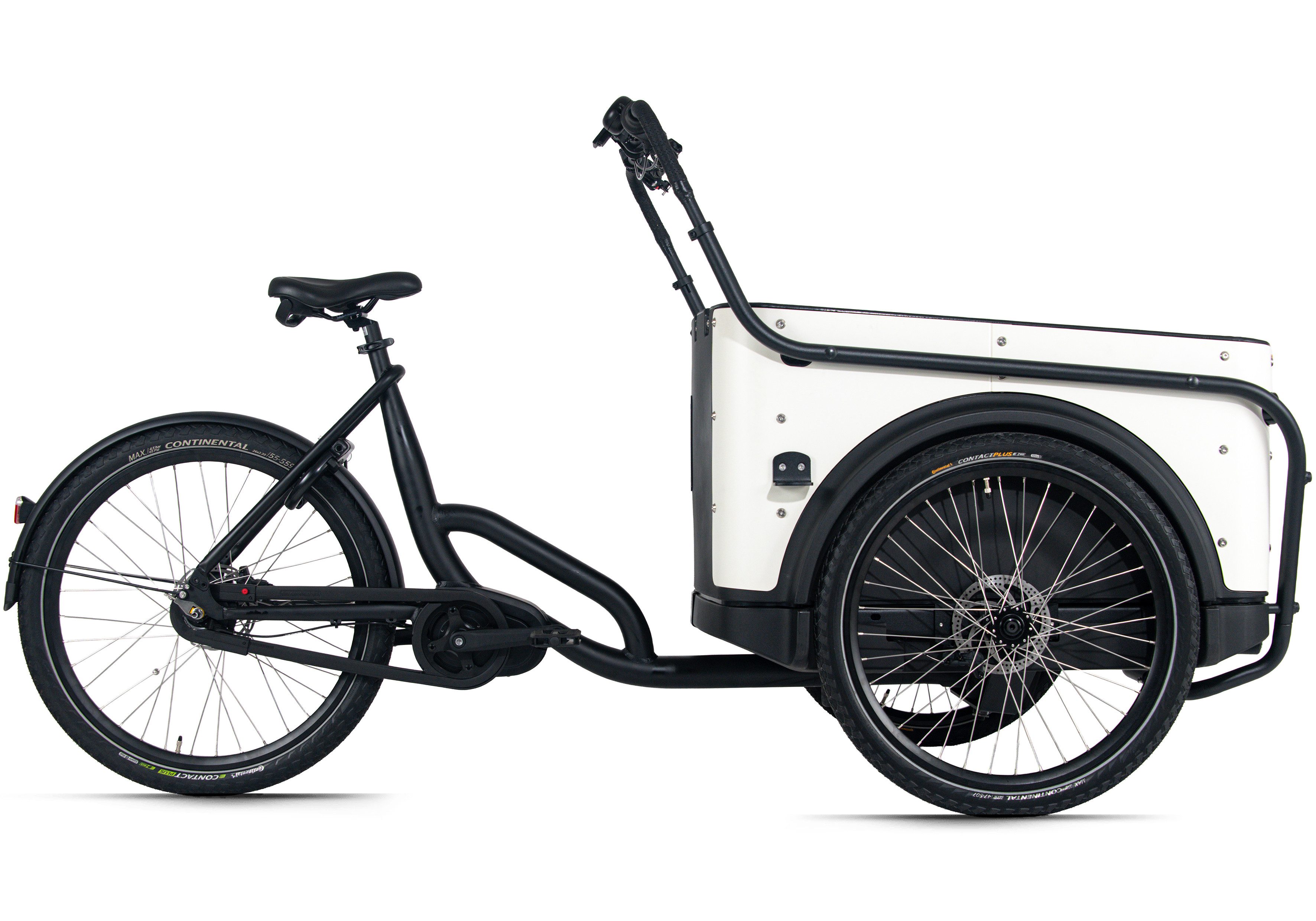 Royal Cargo Bikes E-Bike Lastenrad Cargo 3W Premium 17,5Ah / 630 Wh 24 / 26 Zoll weiß, 7 Gang Shimano Nexus Schaltwerk, Nabenschaltung, Mittelmotor, 630 Wh