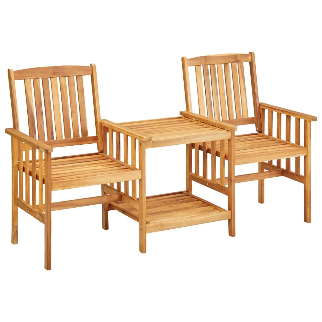 vidaXL Gartenlounge-Set Gartenstühle mit Teetisch 159x61x92 cm Massivholz, (2-tlg)