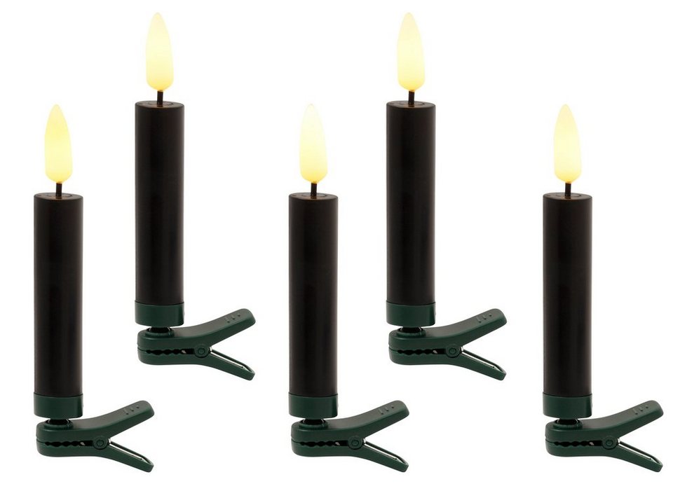 Bjarne, 3D-Flamme, 25-flammig, 25 Timerfunktion 11,5 cm, und Weihnachtsdeko, andas LED-Christbaumkerzen Christbaumschmuck mit kabellos Kerzen Dimm-/Flacker- ca. mit Höhe