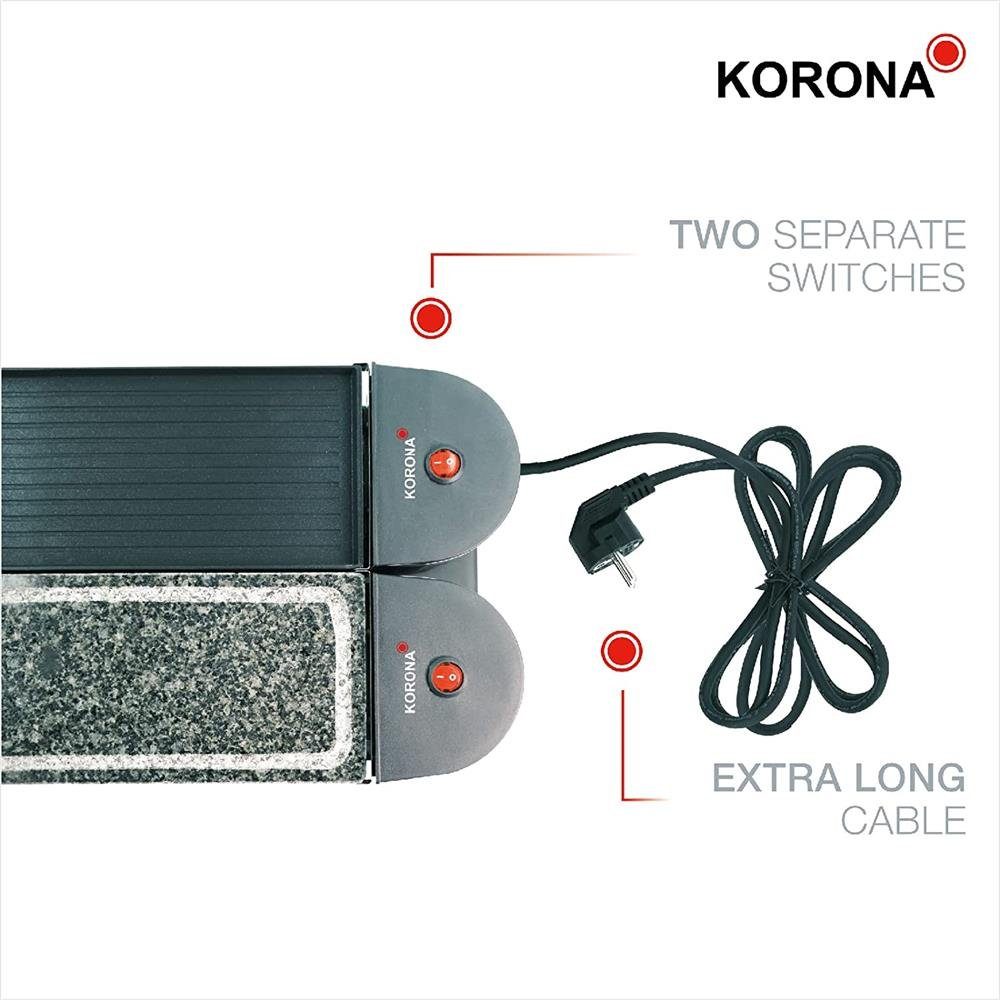 KORONA Raclette 45071, 8 W, & 1200,00 Grillplatte antihaftbeschichteter drehbar, mit Raclettepfännchen, Naturstein